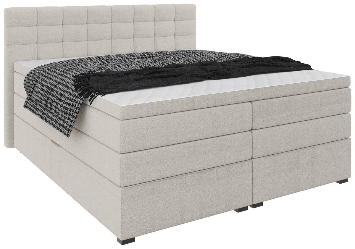 Boxspringbett Fano Sandfarben ca. 200x200cm - Sandfarben/Schwarz, Konventionell, Kunststoff/Textil (200/200cm) - Mömax