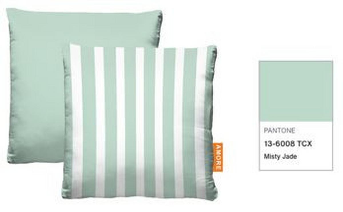 Jastuk Za Vanjsku Uporabu Amore Streif 45x45cm - bijela/boje mente, tekstil (45/45cm) - Mömax