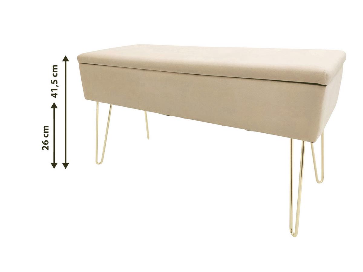 Hockerbank Scarlett Creme H: 42 cm mit Stauraum - Weiß, Design, Textil/Metall (75/42/30cm) - Echtwerk