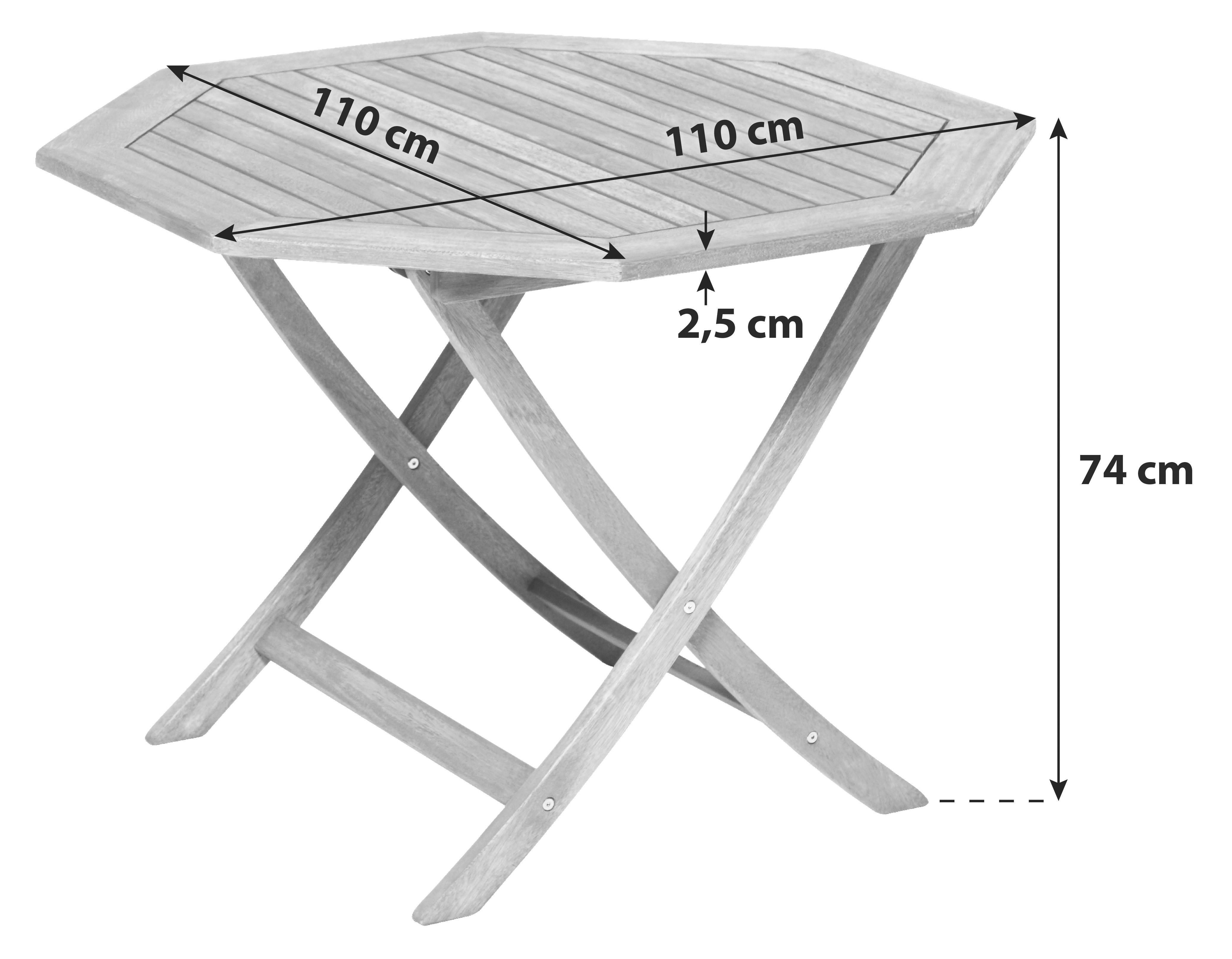 Gartenklapptisch Eukalyptus klappbar ca. 110x74x110cm - Naturfarben, KONVENTIONELL, Holz (110/74/110cm) - Gardenson