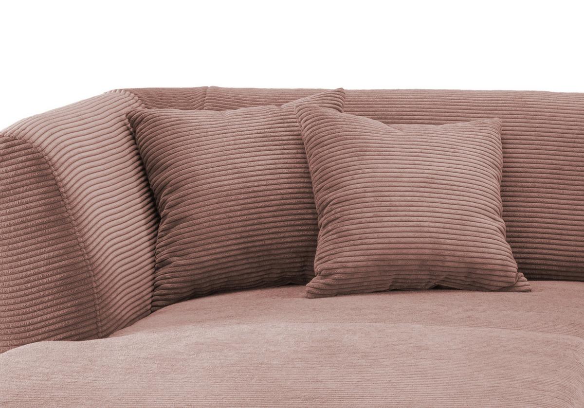 Wohnlandschaft Colori Rosa Cord - Schwarz/Rosa, MODERN, Holz/Textil (160/264cm) - MID.YOU