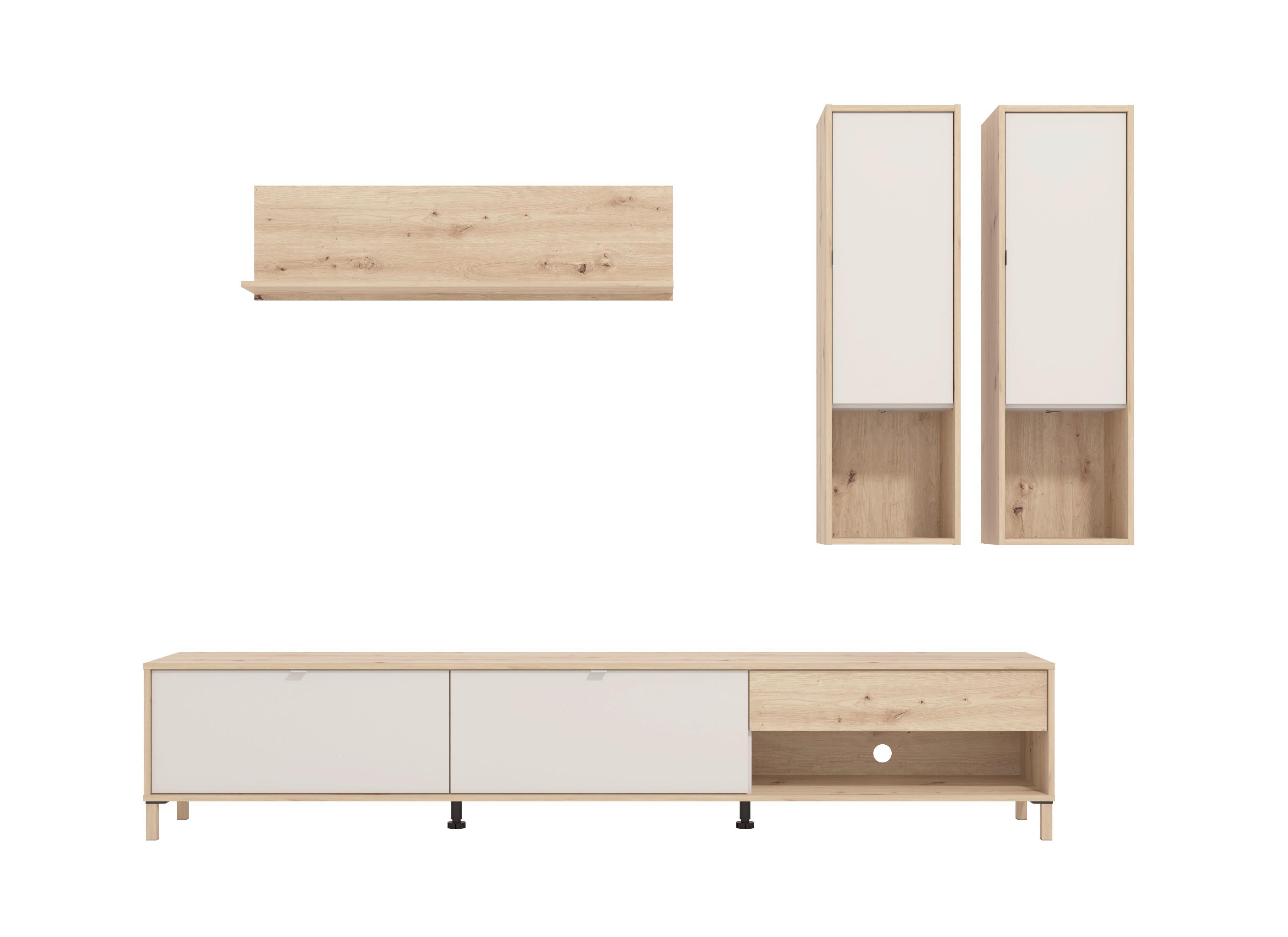 Wohnwand Norwich 1 Kaschmir/Eiche Artisan - Kaschmir/Eiche Artisan, MODERN, Holzwerkstoff/Metall (234/196/40cm) - P & B