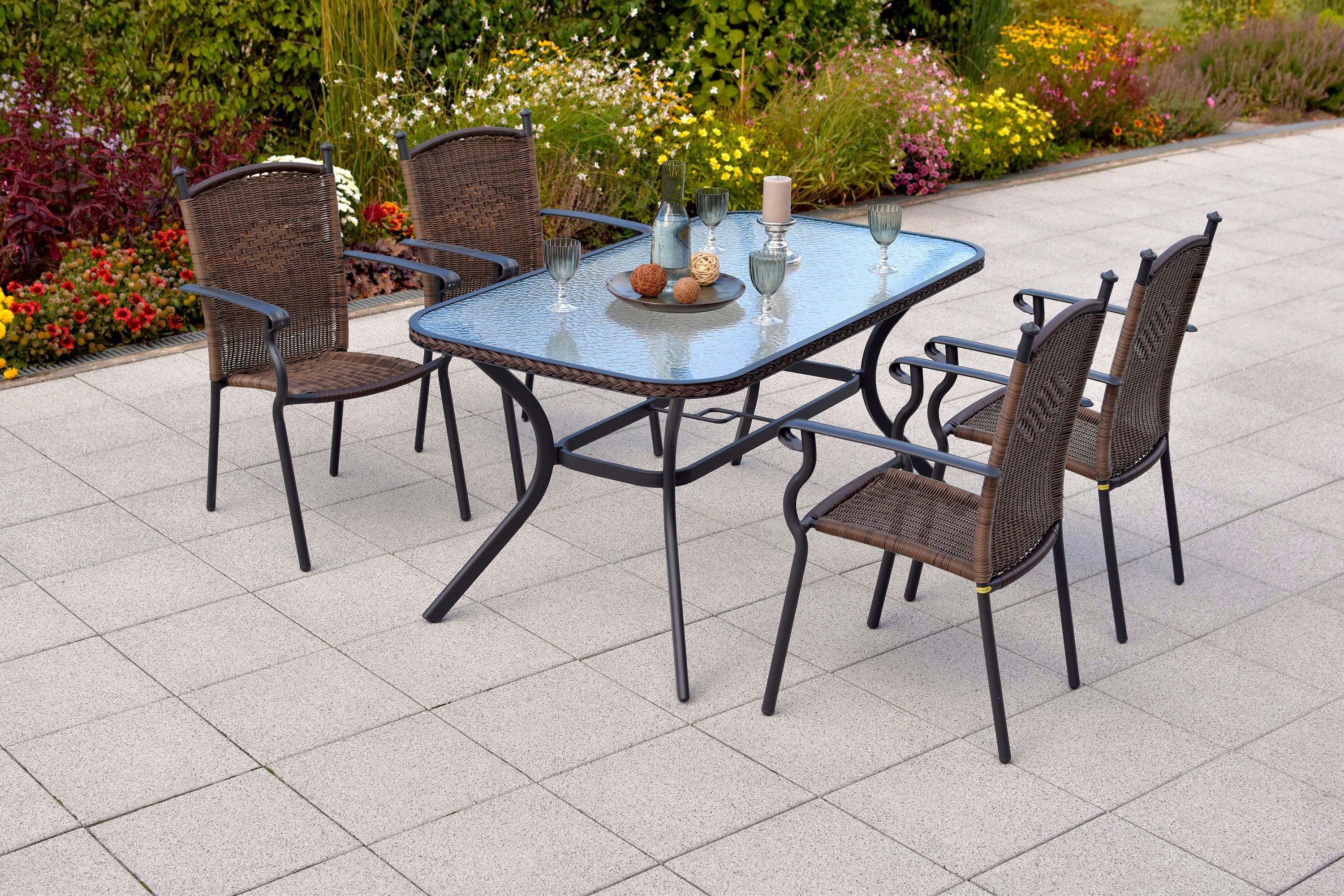 GARTENSET ROMA - Graphitfarben/Braun, MODERN, Kunststoff/Metall - Gardenson