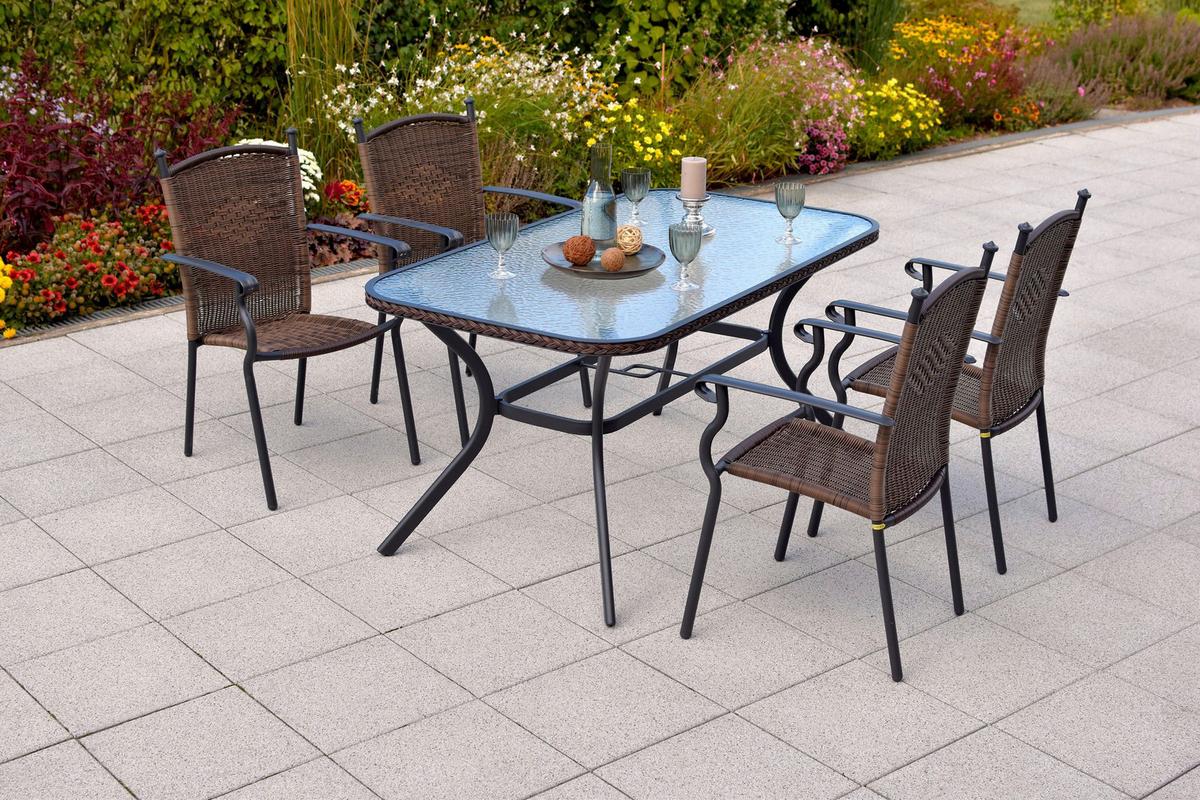 GARTENSET ROMA - Graphitfarben/Braun, MODERN, Kunststoff/Metall - Gardenson