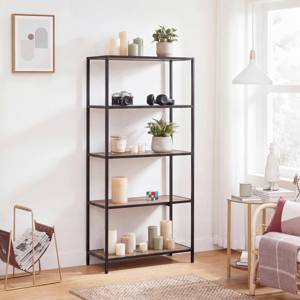 Polica Venedig - crna/hrast artisan, Moderno, metal/pločasti materijal (60/149/33cm) - Modern Living