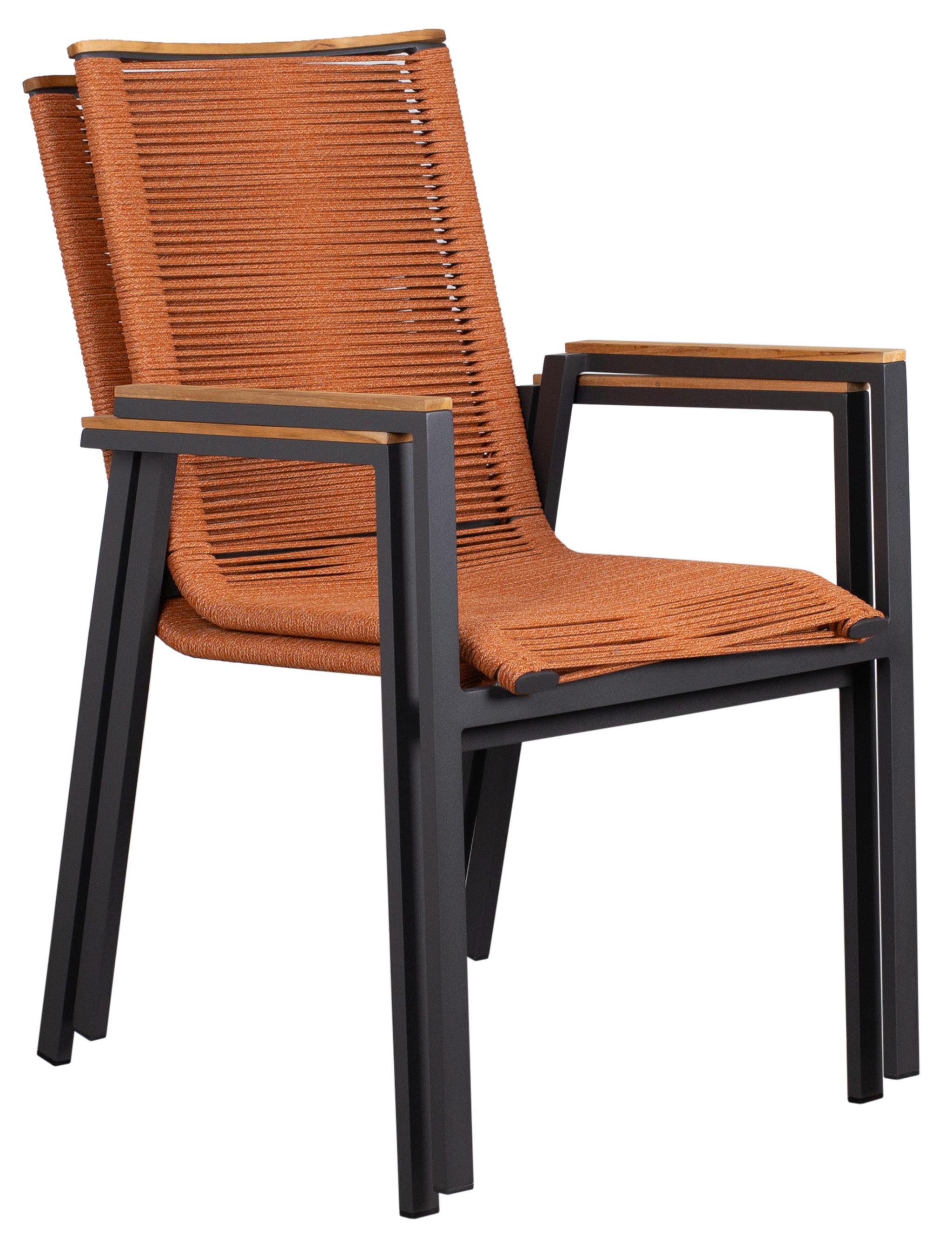 Stapelsessel-Set Montana 2er-Set Terracotta stapelbar - Anthrazit/Terracotta, Design, Holz/Textil (55/66/87cm) - Gardenson