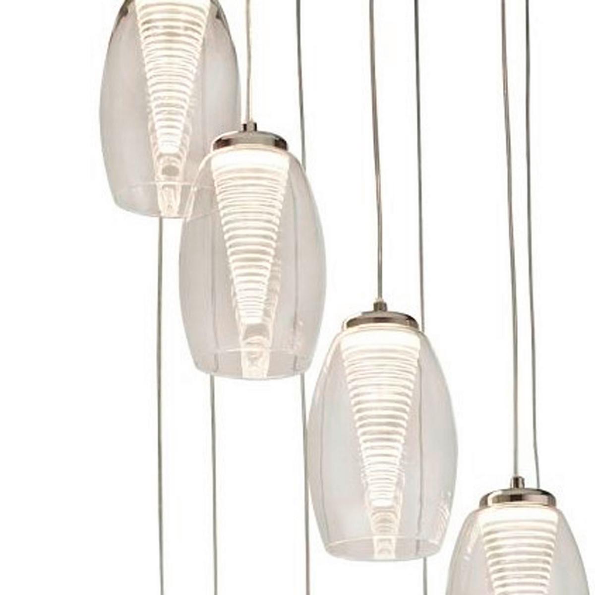 Led Függőlámpa 97291-12cl - krómszínű/átlátszó, Design, üveg/textil (52/200/52cm)