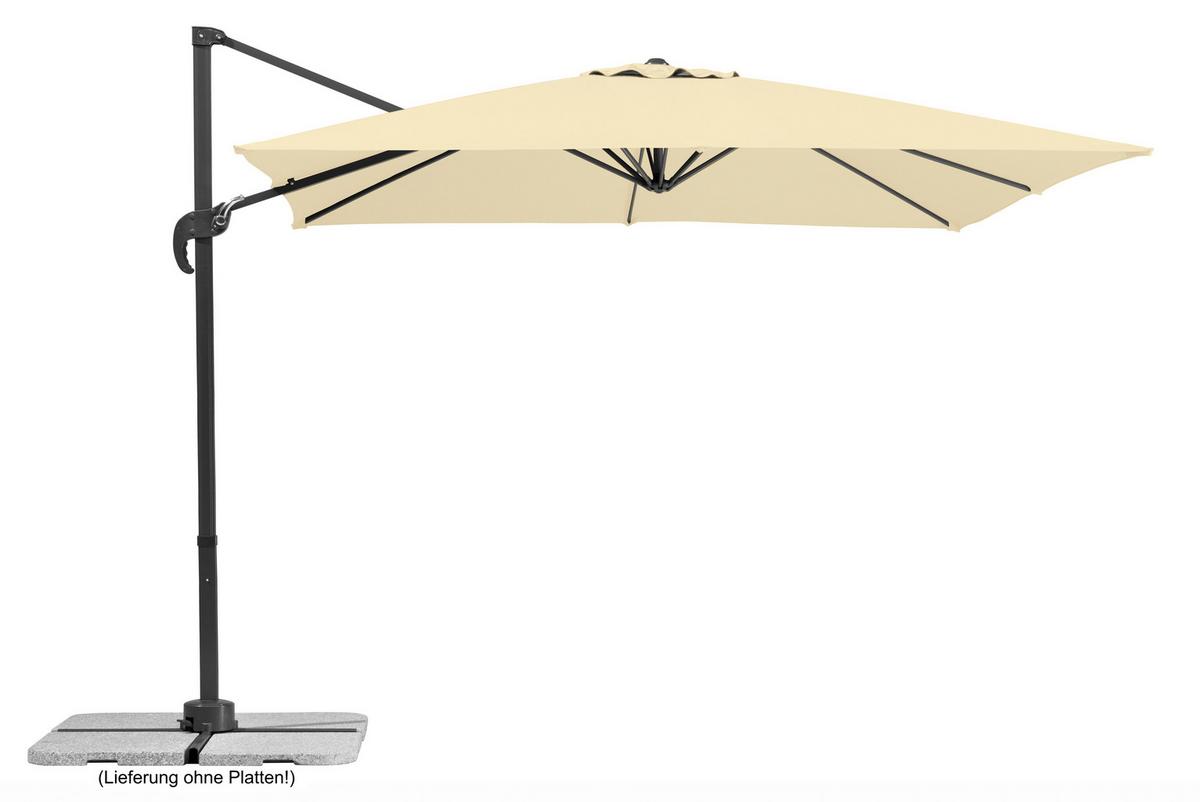 Ampelschirm Rhodos Junior ca.338x239x270cm Naturfarben - Anthrazit/Naturfarben, Basics, Textil/Metall (338/239/270cm) - Schneider