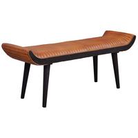 Sitzbank ca. 128x51x38 cm Leder/Mangoholz - Schwarz/Braun, MODERN, Leder/Holz (128/51/38cm) - MID.YOU
