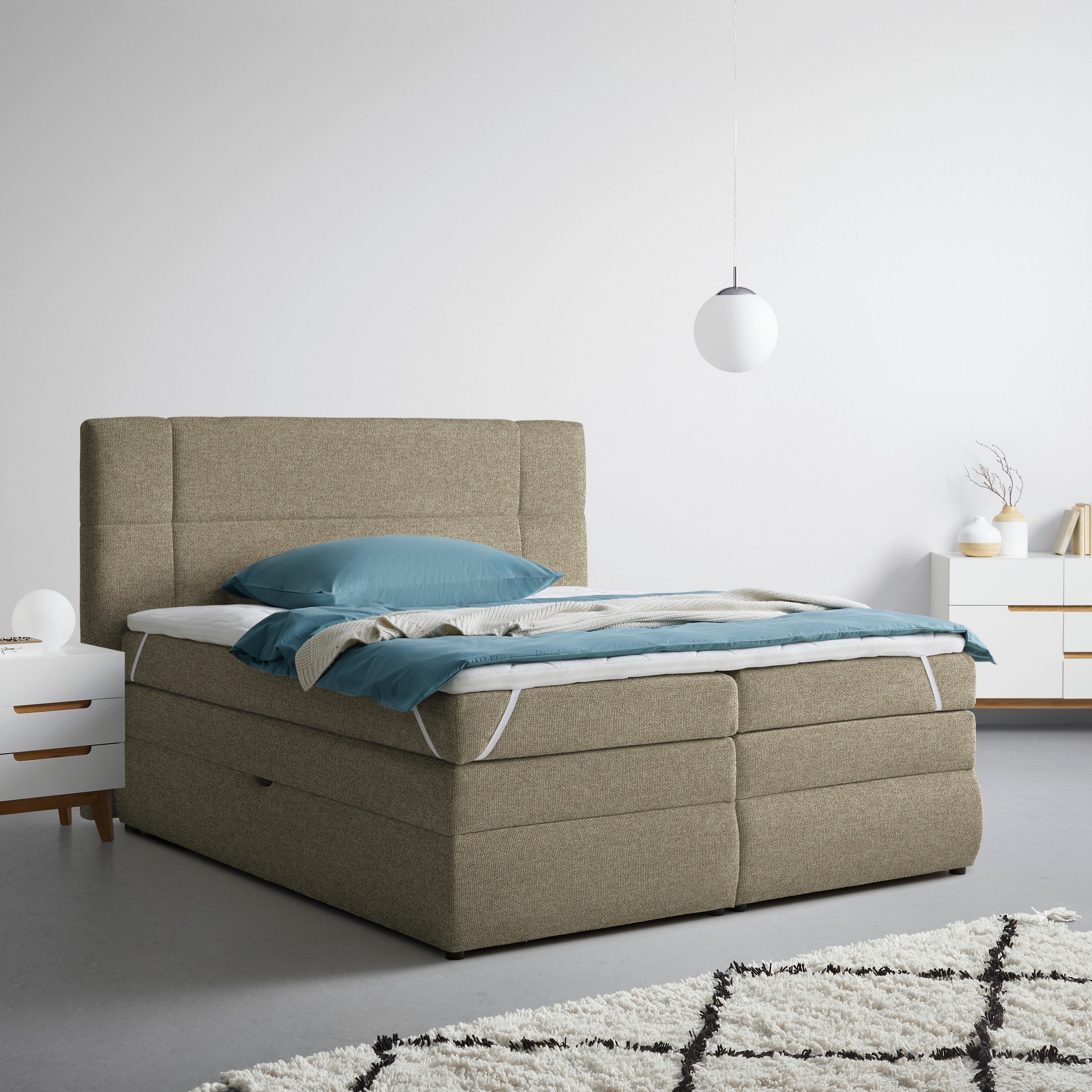 Boxspringbett Palace Taupe ca. 180x200cm - Taupe, KONVENTIONELL, Kunststoff/Textil (180/200cm) - Premium Living