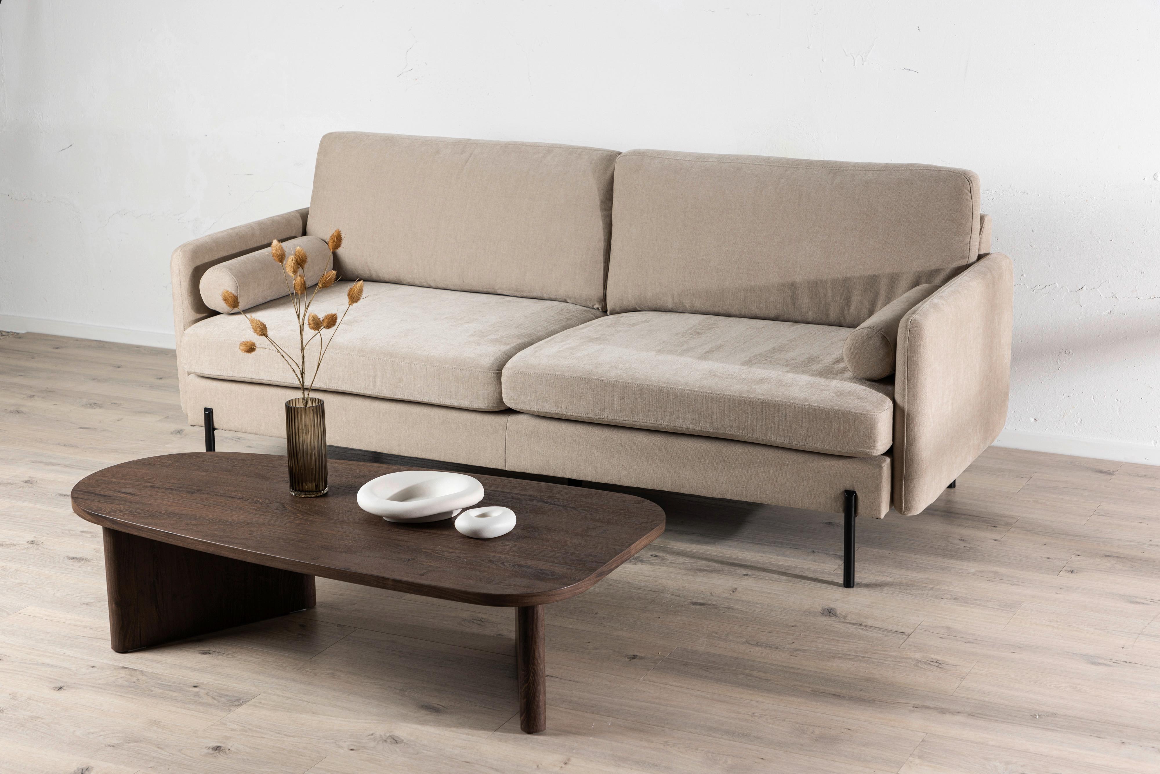 2-SITZER-SOFA ANTIBES - Beige/Schwarz, Design, Textil/Metall (209.5/86/87cm) - Livetastic