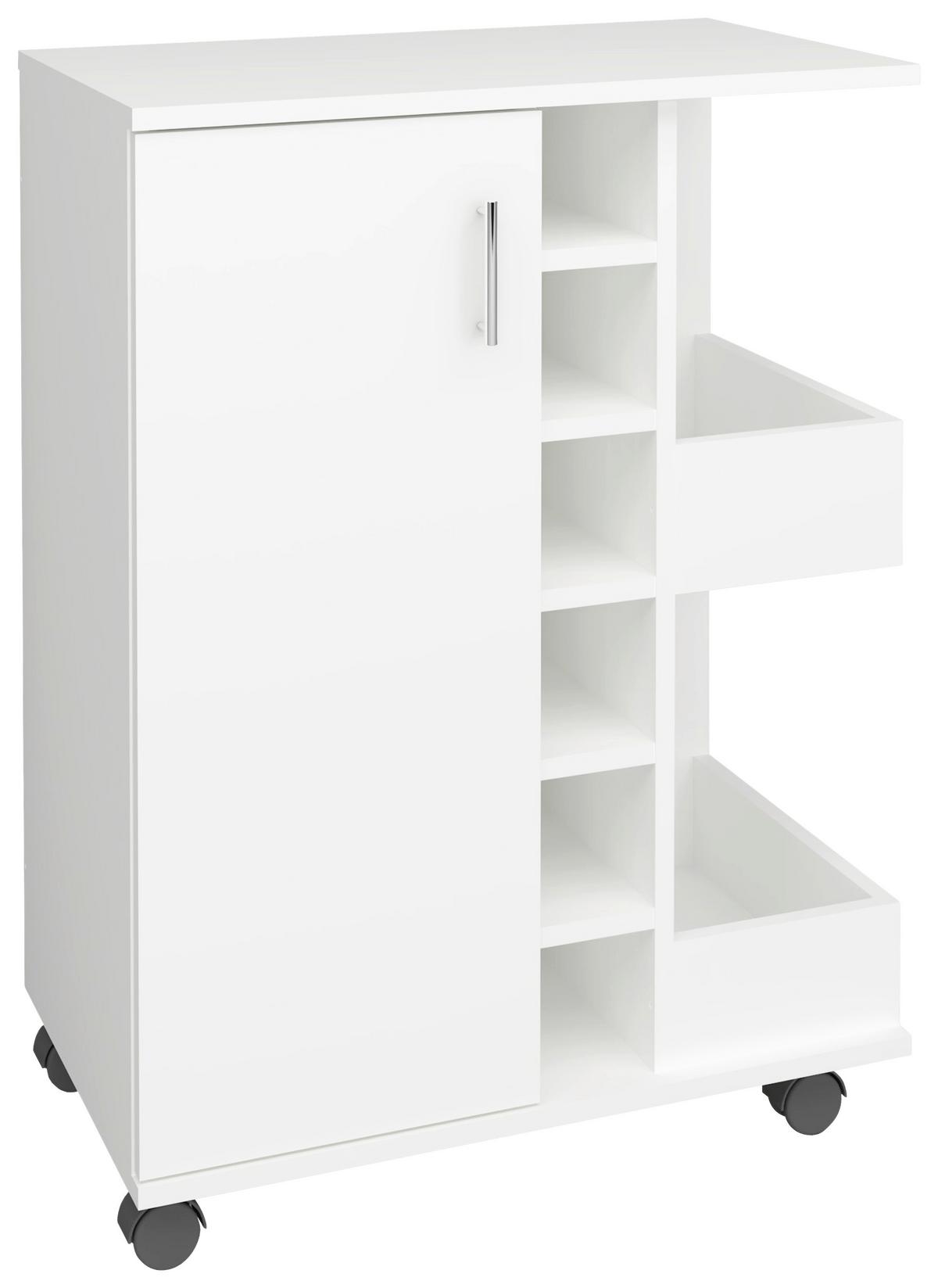 SERVIERWAGEN ESILO KW M - Weiss/Silberfarben, Design, Holzwerkstoff/Kunststoff (63/85/40cm) - MID.YOU