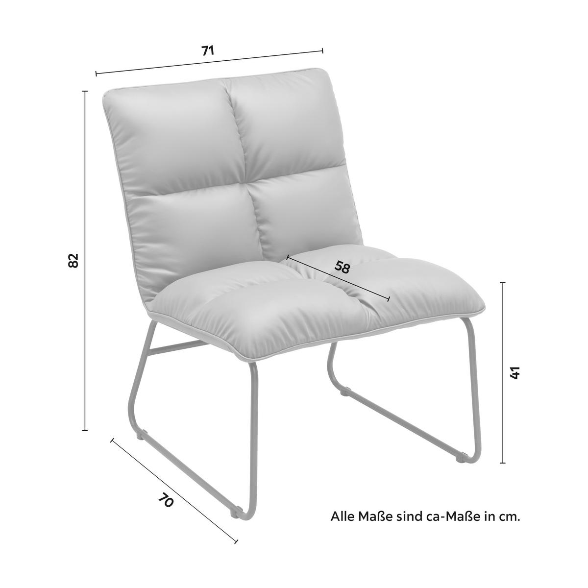 Sessel Eleina Grau Lederlook - Schwarz/Grau, MODERN, Textil/Metall (71/82/70cm) - Bessagi Home