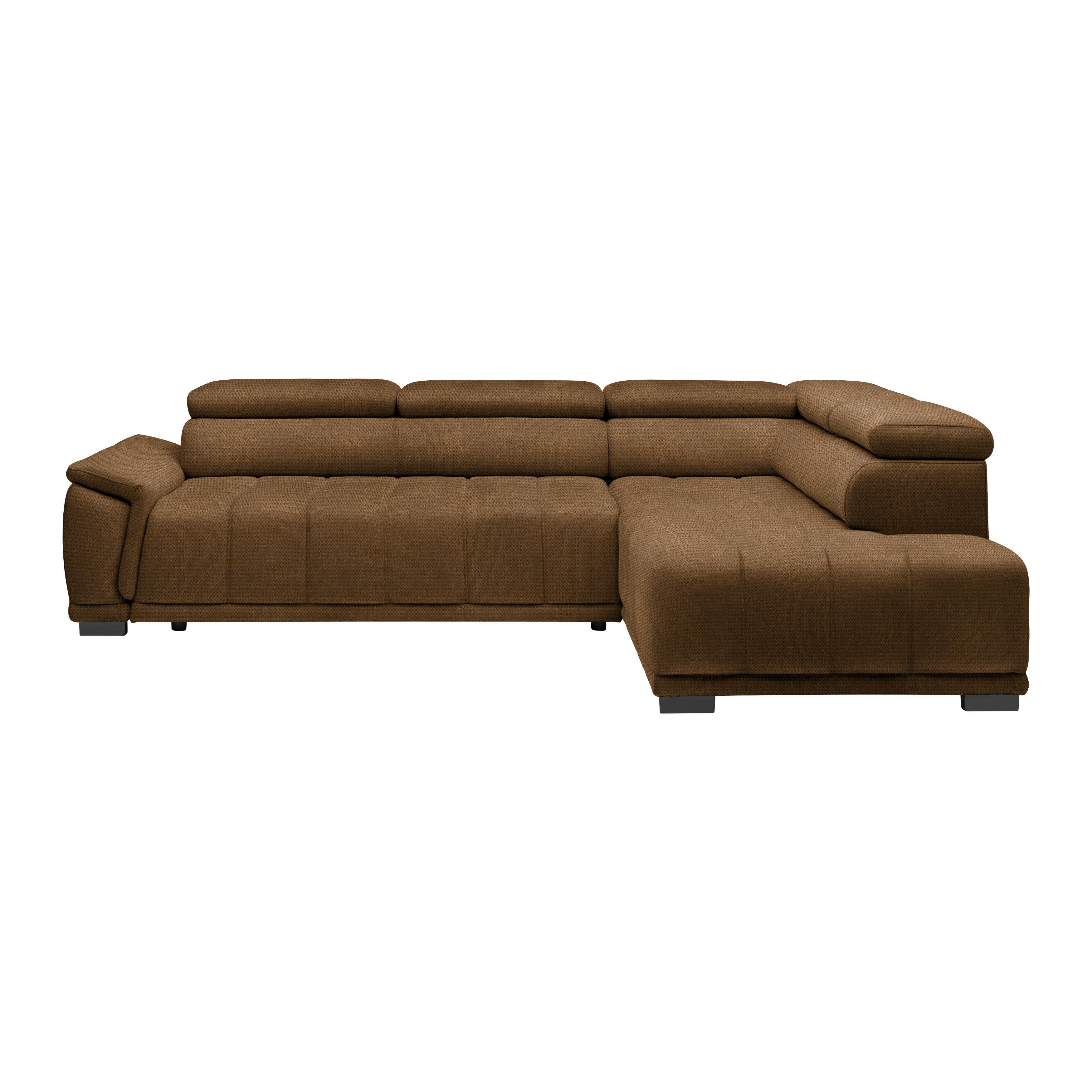 Ecksofa Gremio rechts Rostfarben - Rostfarben/Schwarz, MODERN, Kunststoff/Textil (283/206cm) - Premium Living
