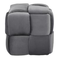 Hocker Ella Grau Samt - Schwarz/Grau, MODERN, Holz/Kunststoff (47/47/47cm) - Bessagi Home