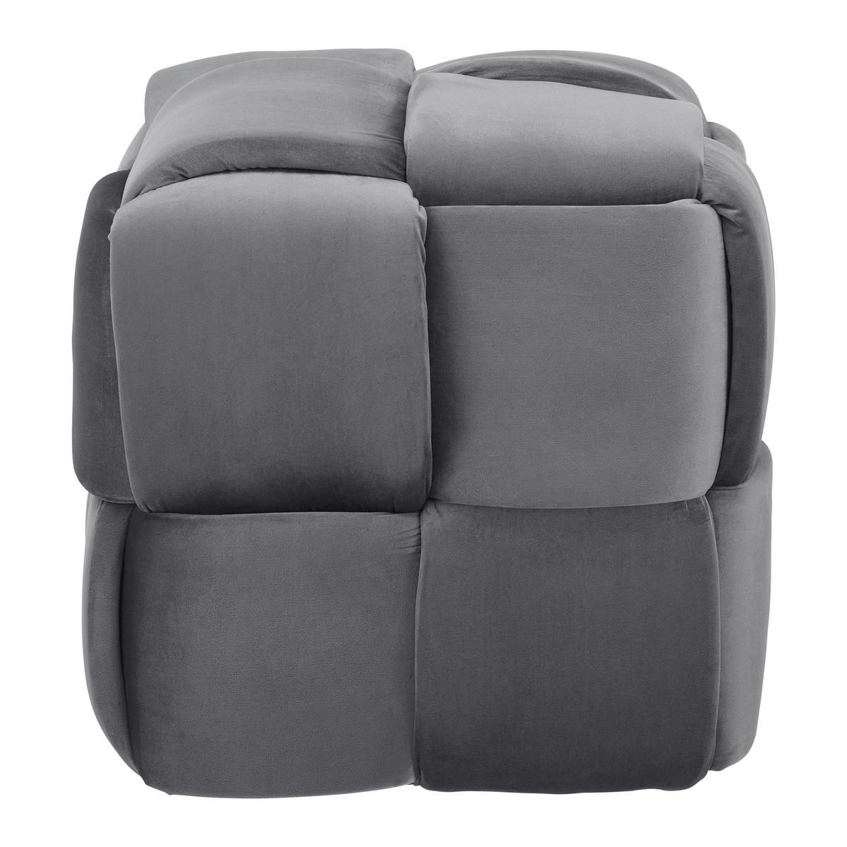 Hocker Ella Grau Samt - Schwarz/Grau, MODERN, Holz/Kunststoff (47/47/47cm) - Bessagi Home