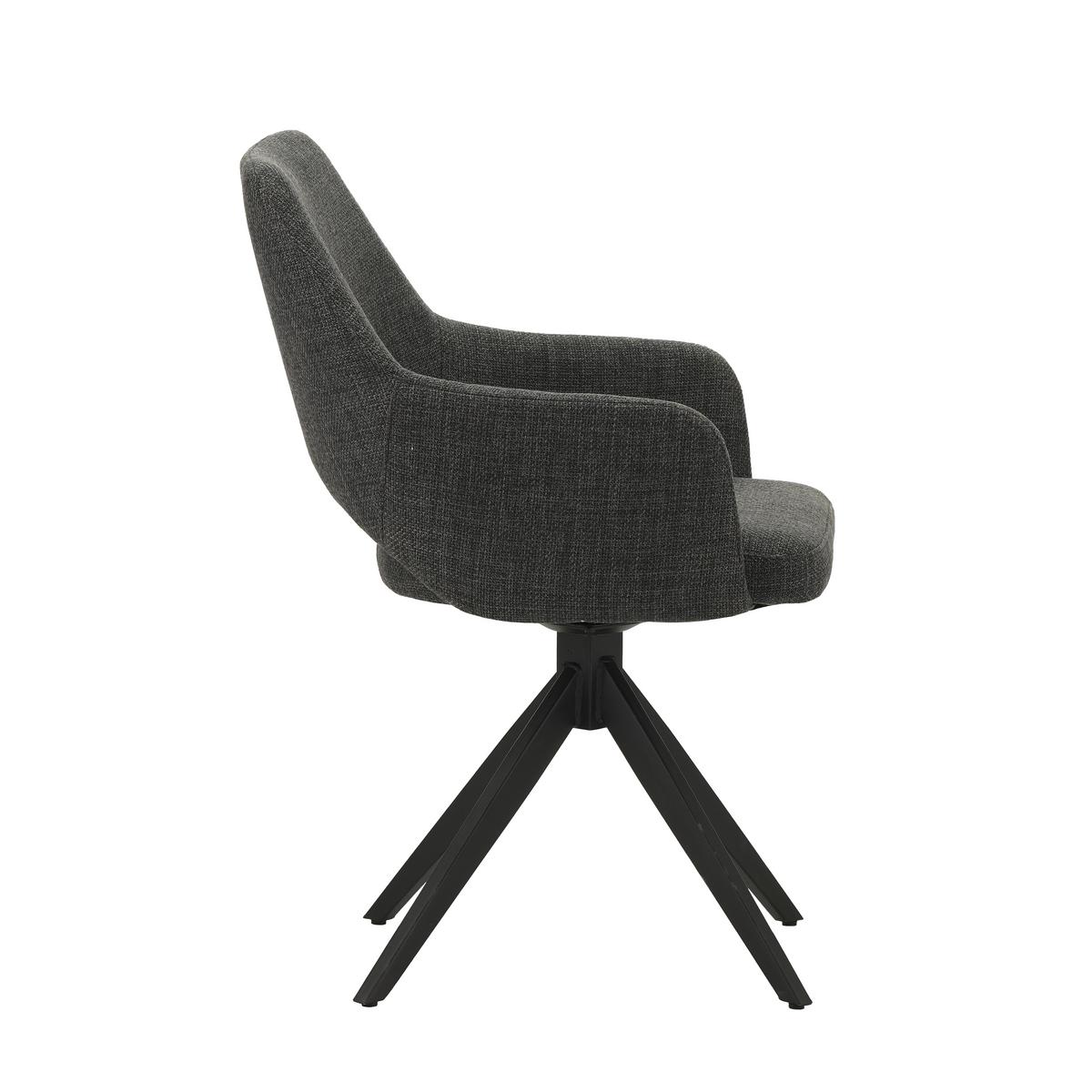 Stuhl Asher Anthrazit - Anthrazit/Schwarz, MODERN, Textil/Metall (54,5/85/61,5cm) - MID.YOU