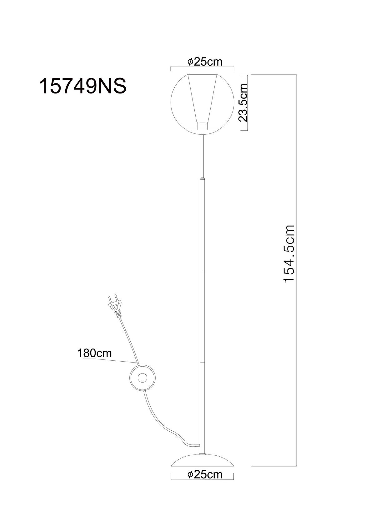 Podna Svjetiljka Barry - bijela/boje nikla, Basics, staklo/metal (25/154,5cm) - Globo