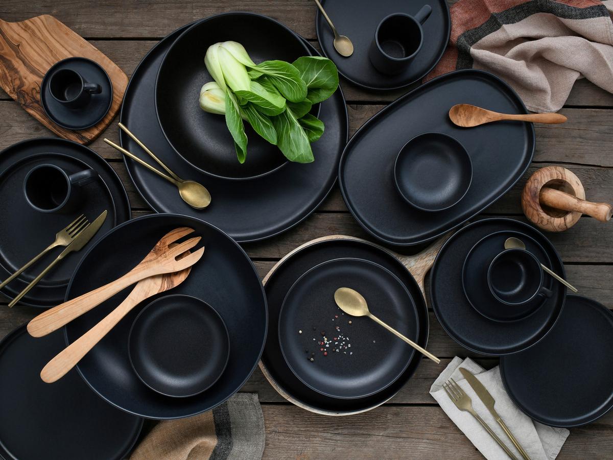 Kombinirani Servis Uno Black, 8-Delni - črna, Basics, keramika - Creatable