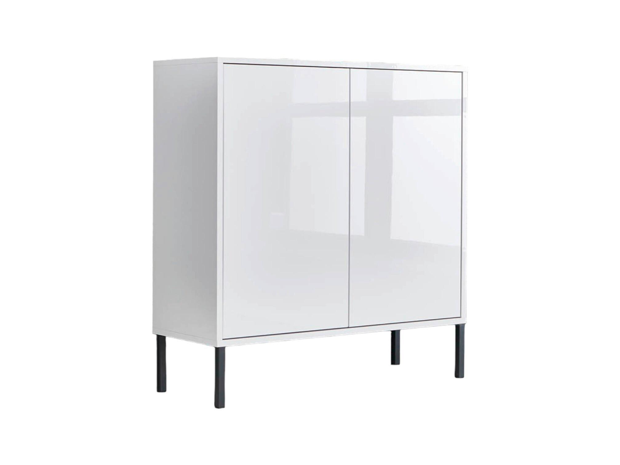 Kommode Mailand Typ 4 Weiß - Weiß Hochglanz/Anthrazit, MODERN, Holzwerkstoff/Metall (79/86/33cm) - MID.YOU