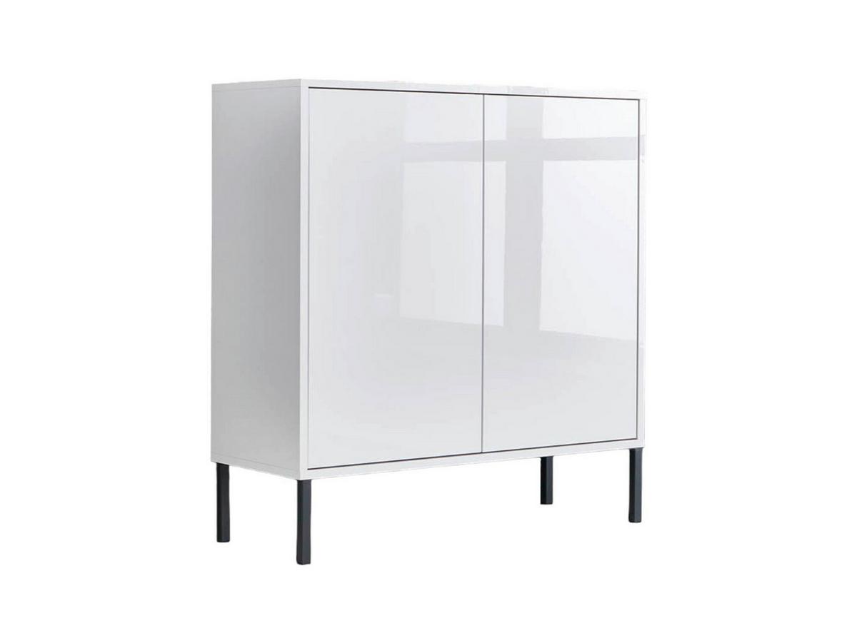 Kommode Mailand Typ 4 Weiß - Weiß Hochglanz/Anthrazit, MODERN, Holzwerkstoff/Metall (79/86/33cm) - MID.YOU