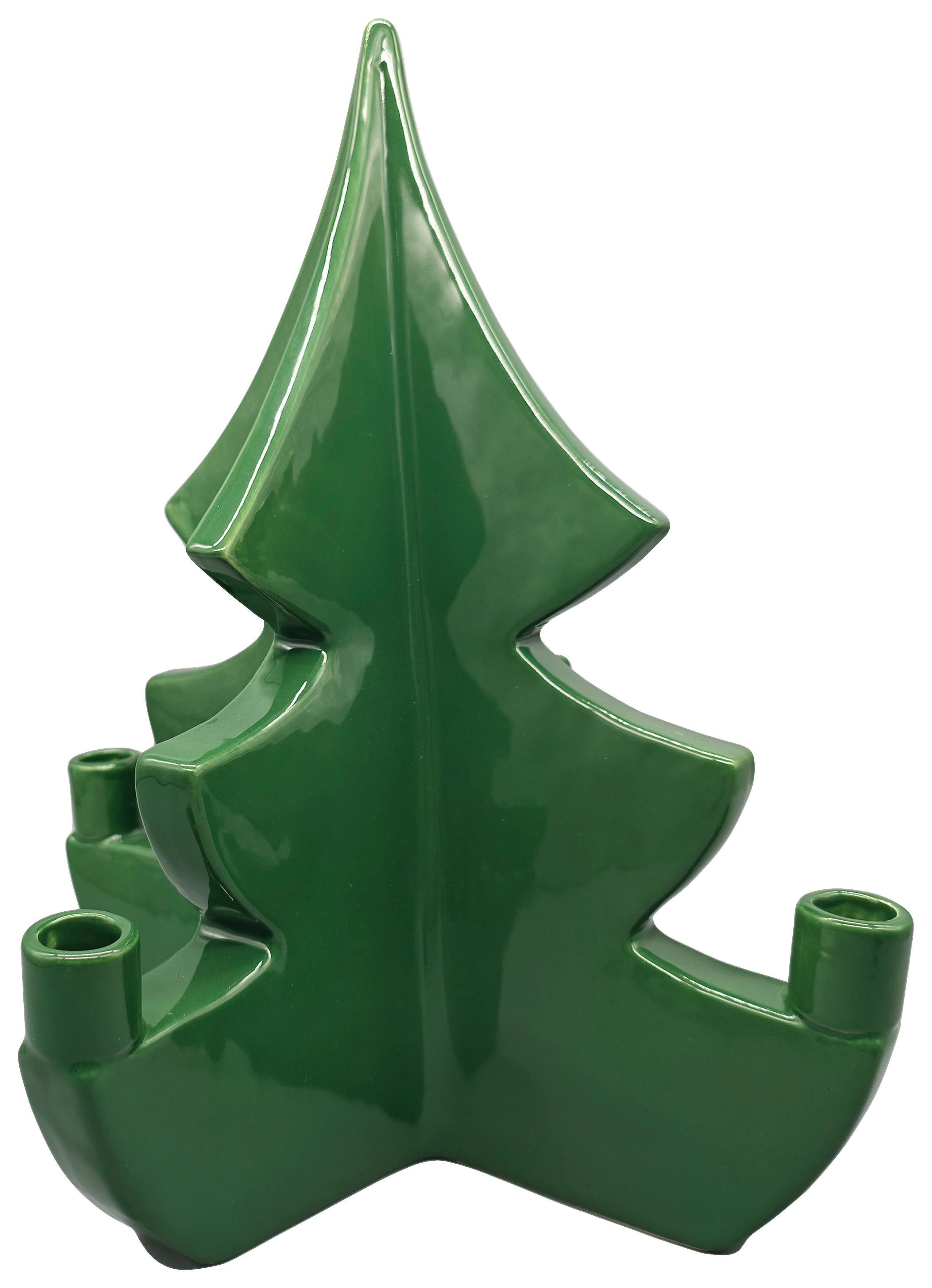 Stabkerzenhalter Harry Grün - Grün, KONVENTIONELL, Keramik (31,5/36,5/31,5cm) - Mömax