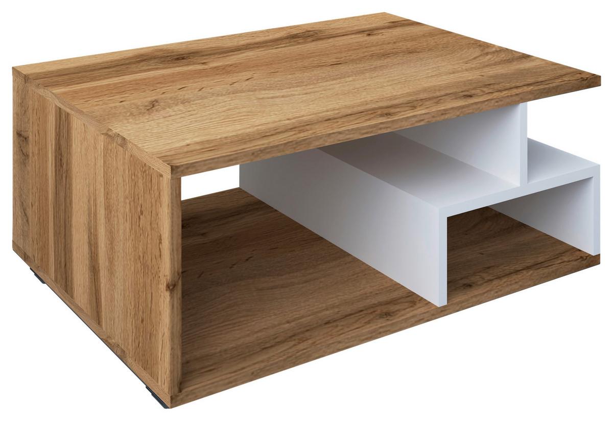 Klubska Miza Sulas, Bela, Hrast, 80x50 - črna/bela, Moderno, umetna masa/leseni material (80/40/50cm) - MID.YOU