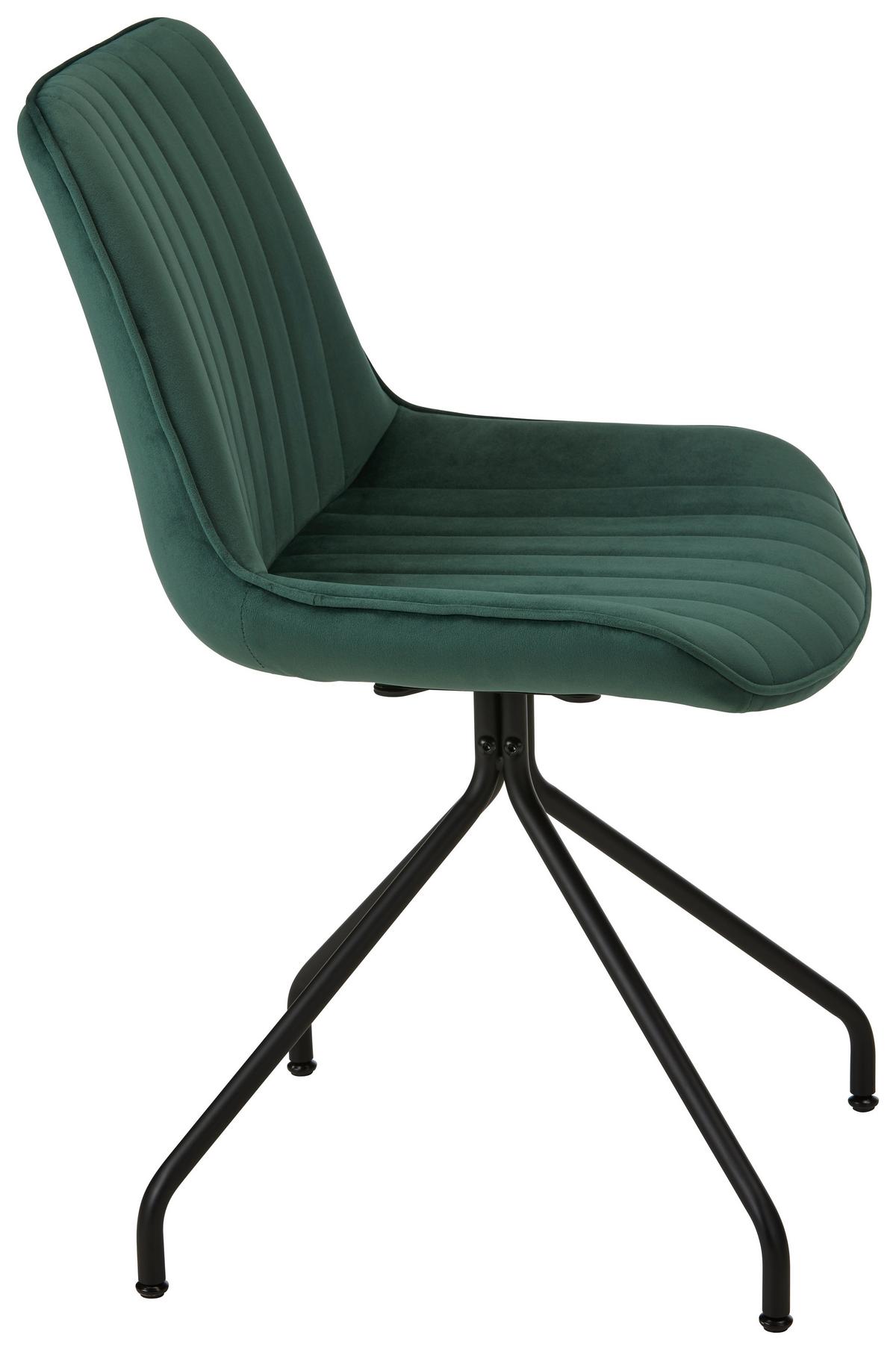Stuhl Mattheo in Grün Samtbezug - Schwarz/Grau, MODERN, Textil/Metall (50/83,5/51cm) - Mömax