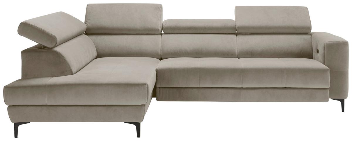 Ecksofa Emma links Beige - Beige/Schwarz, MODERN, Textil (210/301cm) - Premium Living
