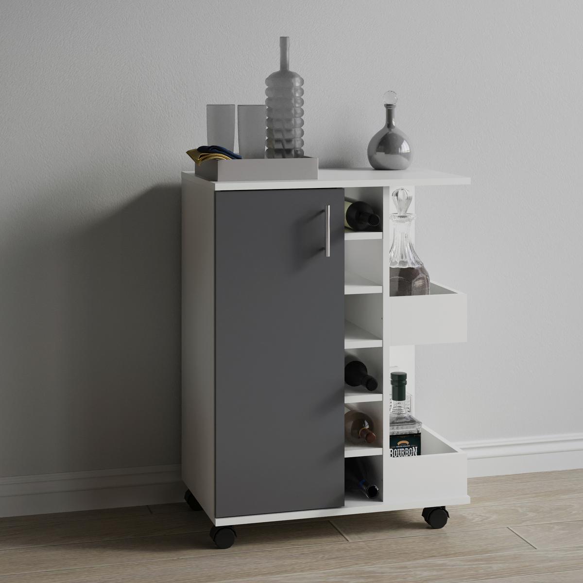 SERVIERWAGEN ESILO KW M - Weiss/Anthrazit, Design, Holzwerkstoff/Kunststoff (63/85/40cm) - MID.YOU