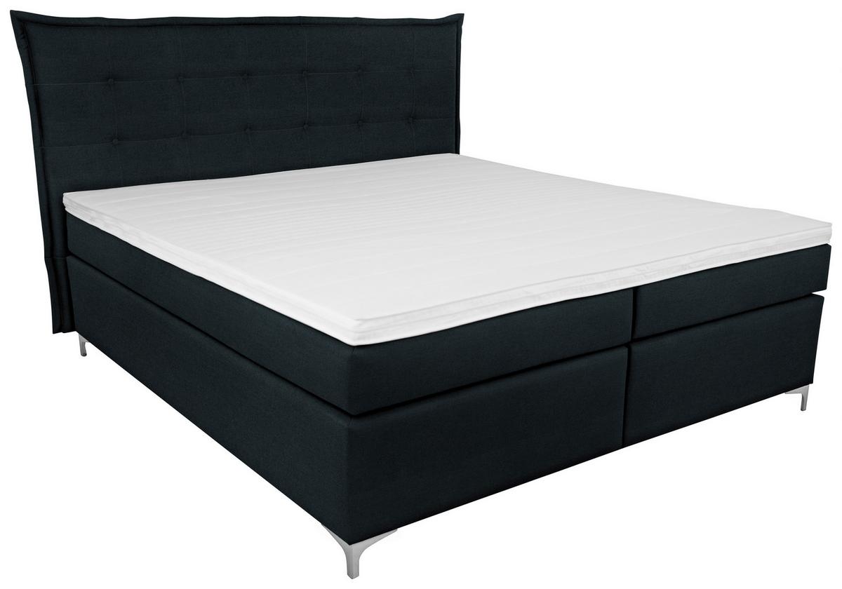 Boxspring Krevet Fabio - crna, Moderno, tekstil/metal (180/200cm)