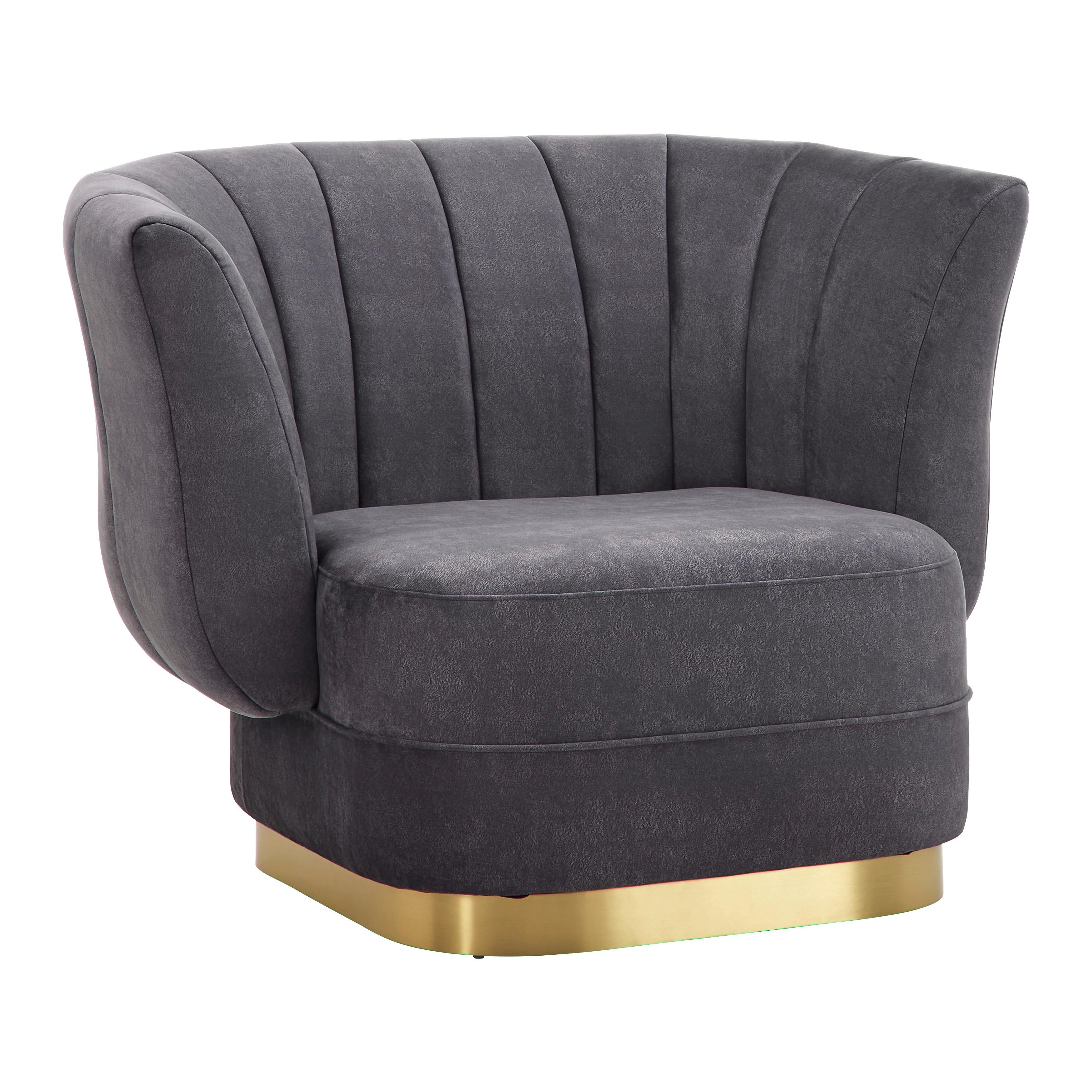 Sessel Arabella Grau Samt - Graubraun/Goldfarben, MODERN, Holz/Textil (120/90/85cm) - Bessagi Home
