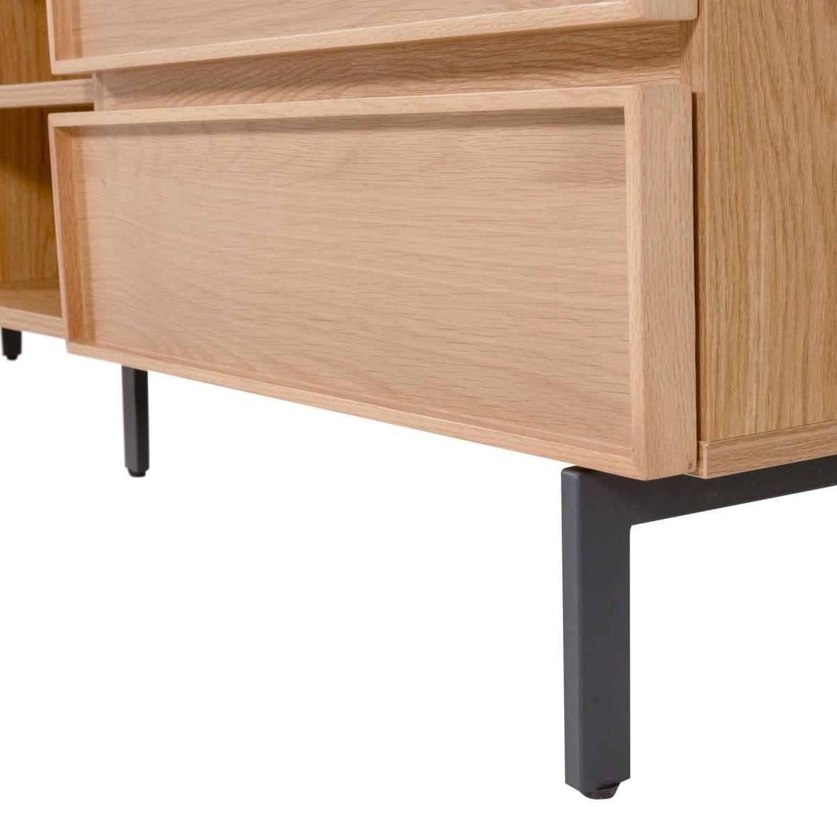 Lowboard Tours Naturfarben - Schwarz/Naturfarben, Design, Holzwerkstoff/Metall (180/51/42cm) - Livetastic