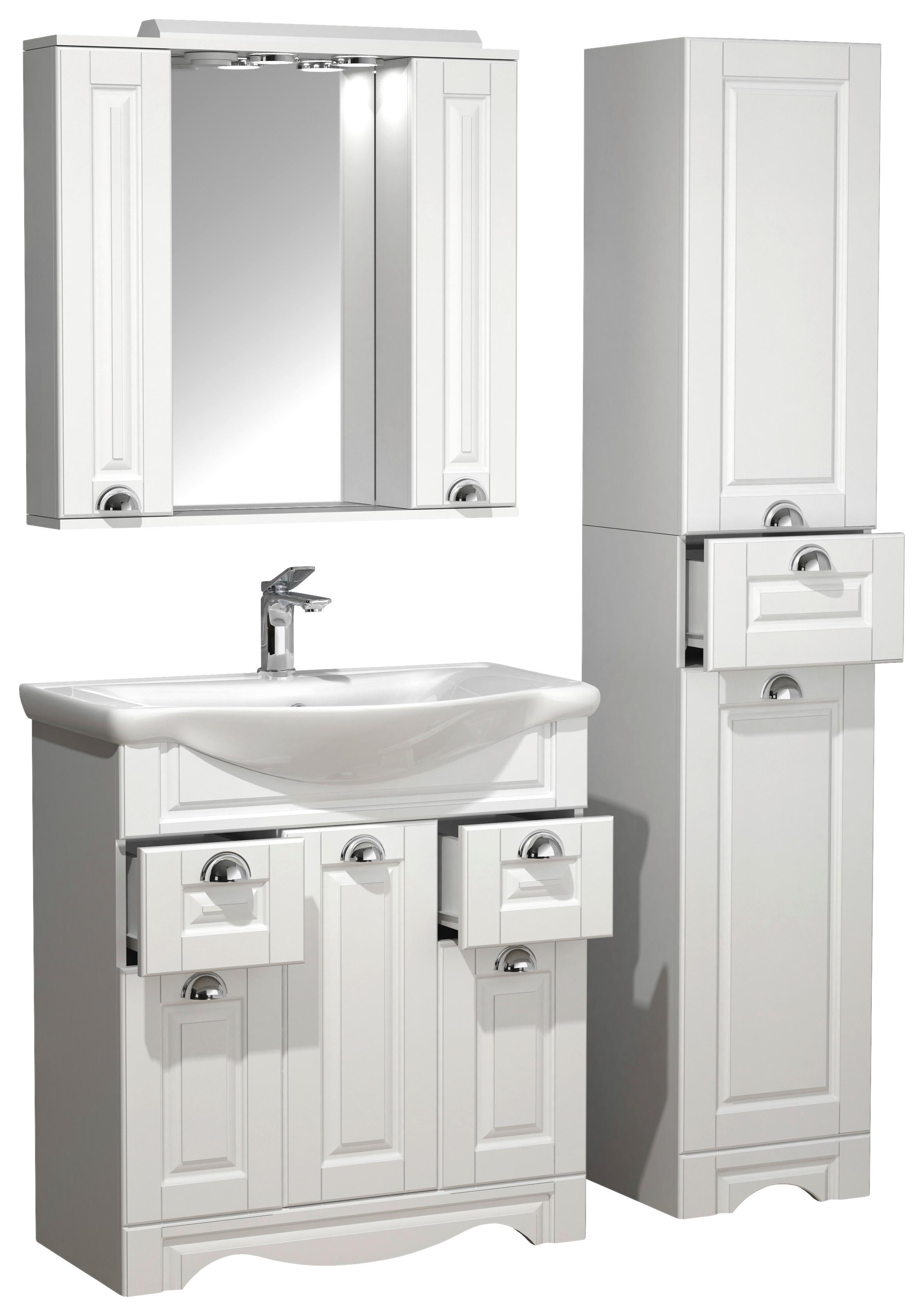 Kopalnica Casalo Xl, Bela - srebrne barve/bela, Moderno, kovina/steklo (110cm) - MID.YOU