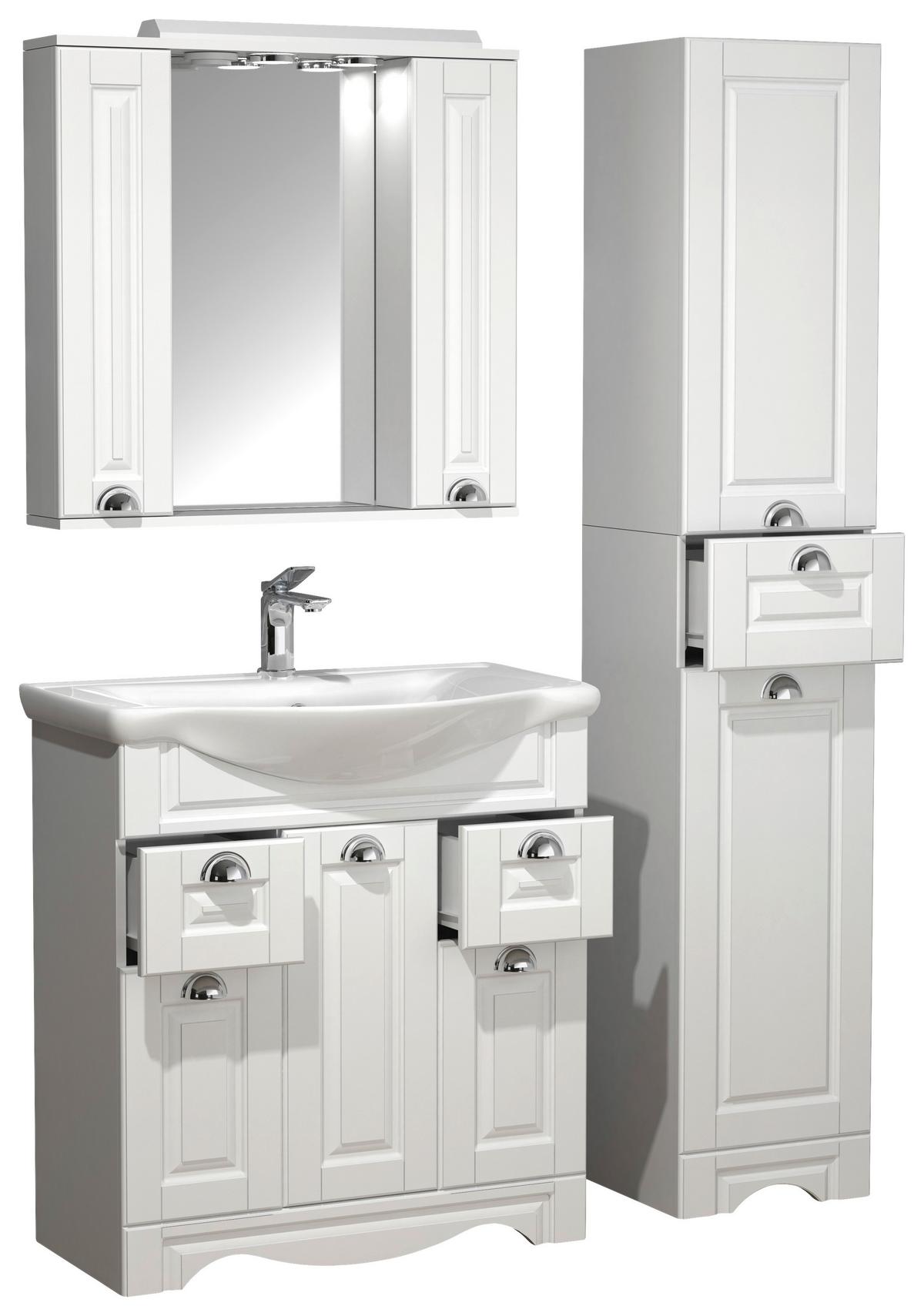 Kopalnica Casalo Xl, Bela - srebrne barve/bela, Moderno, kovina/steklo (110cm) - MID.YOU