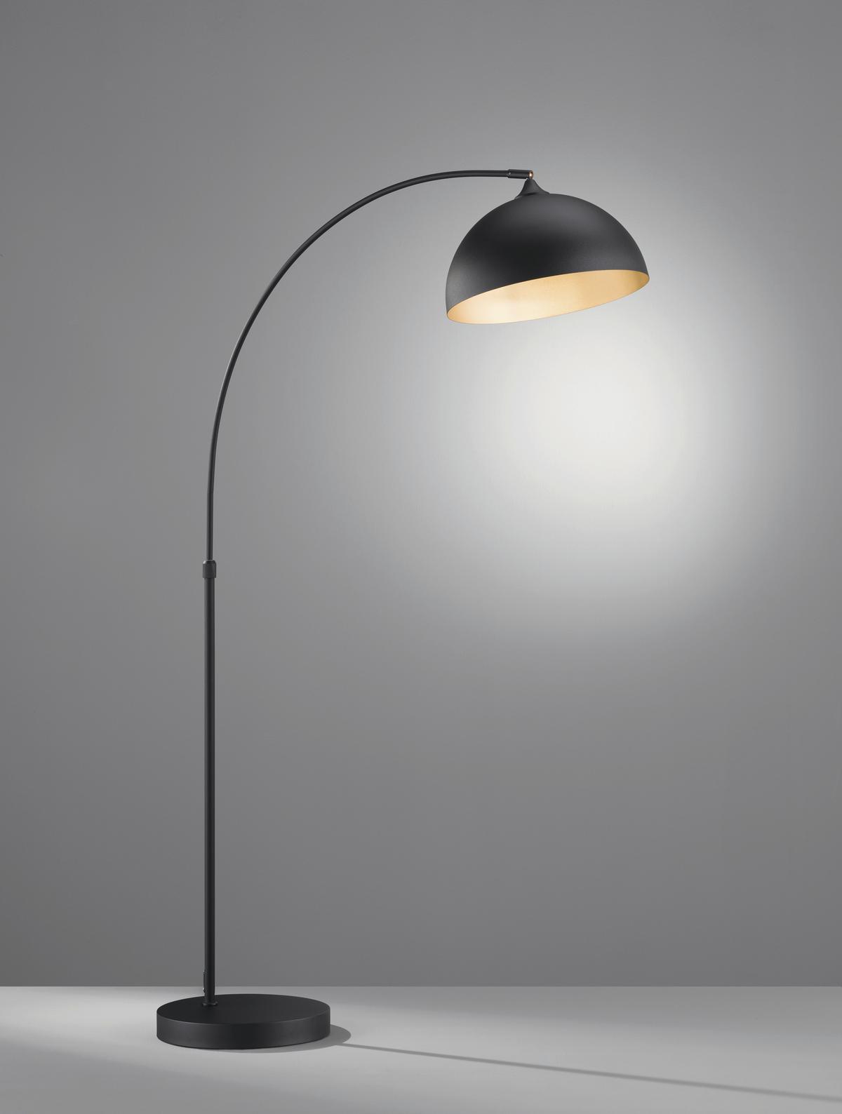 Stehleuchte Leitung max. 40 Watt - Goldfarben/Schwarz, Design, Metall (65/65/160-200cm) - Fischer & Honsel