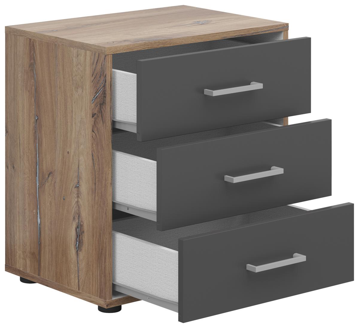NOPTIERA SMART 3 - culoare lemn stejar/antracit, Basics, material pe bază de lemn (50/54/35cm) - Modern Living