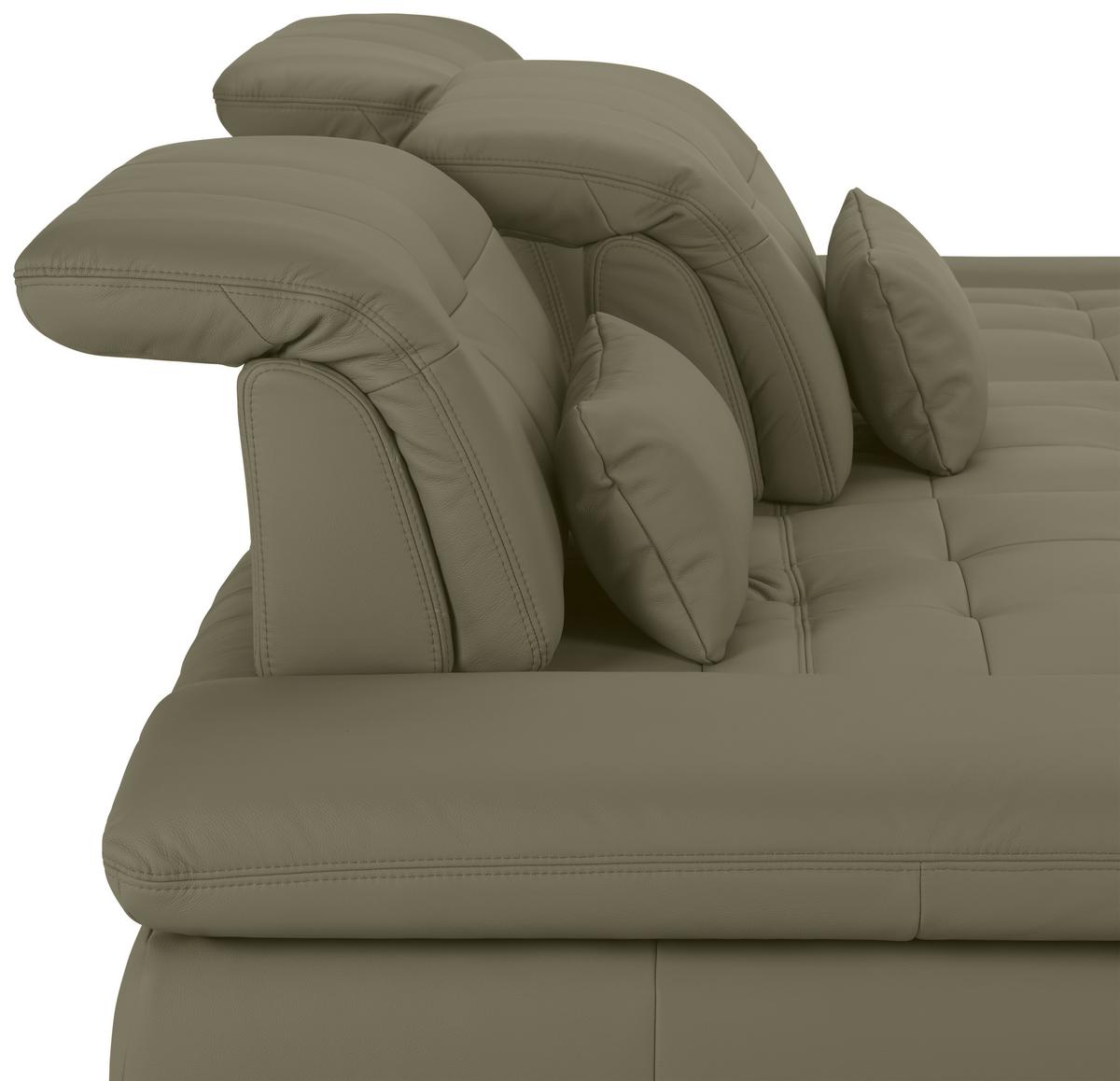Wohnlandschaft Sanfino Leder Grau - Chromfarben/Grau, KONVENTIONELL, Leder/Metall (305/79-96/199cm) - Premium Living