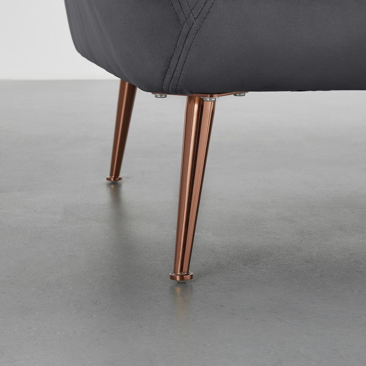 Bigsofa Liliana Dunkelgrau Samt - Dunkelgrau/Roségold, MODERN, Holz/Textil (227/95/93cm) - Bessagi Home