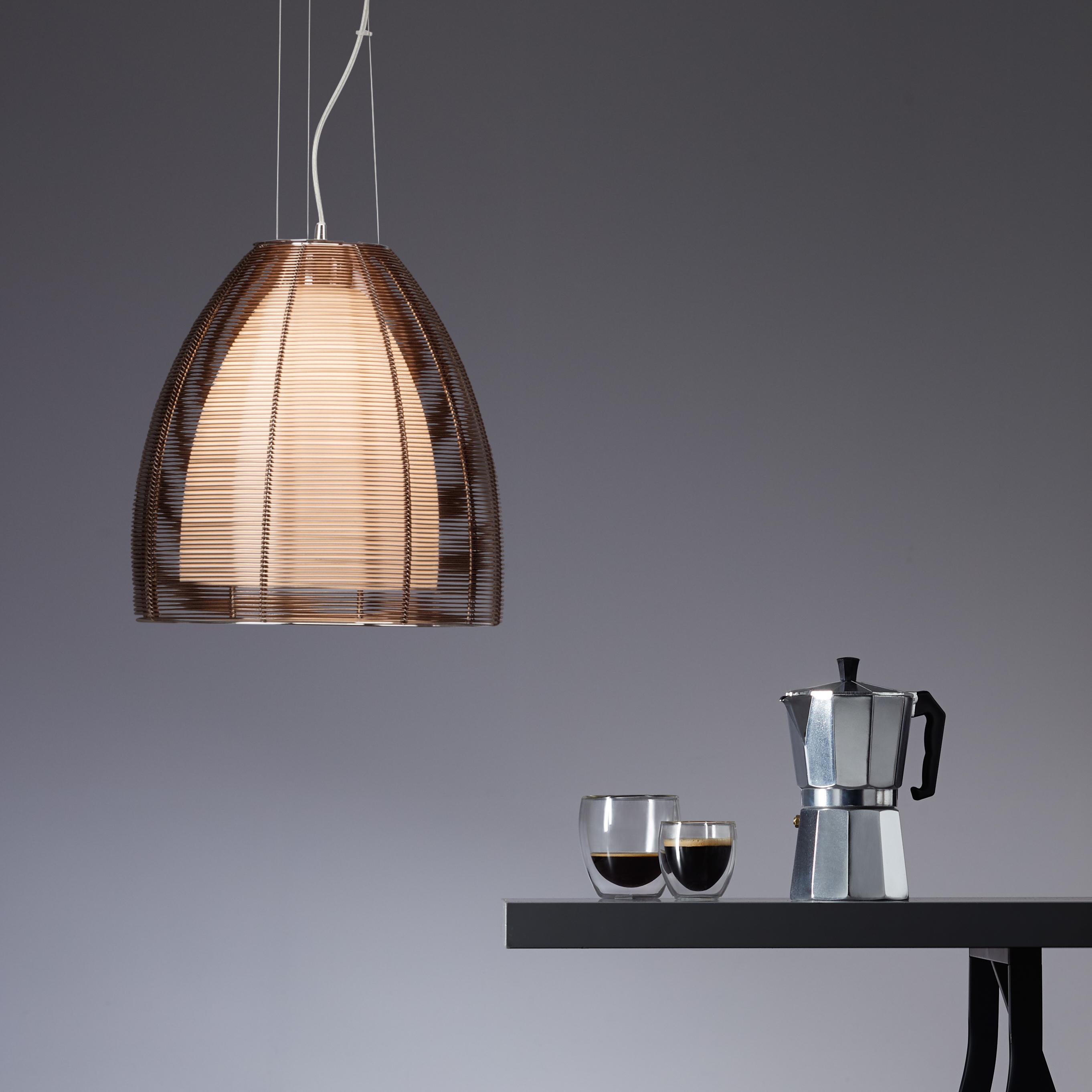 Hängeleuchte Relax Bronzefarben max. 60 Watt - Chromfarben/Bronzefarben, Design, Glas/Metall (30/130cm) - Brilliant