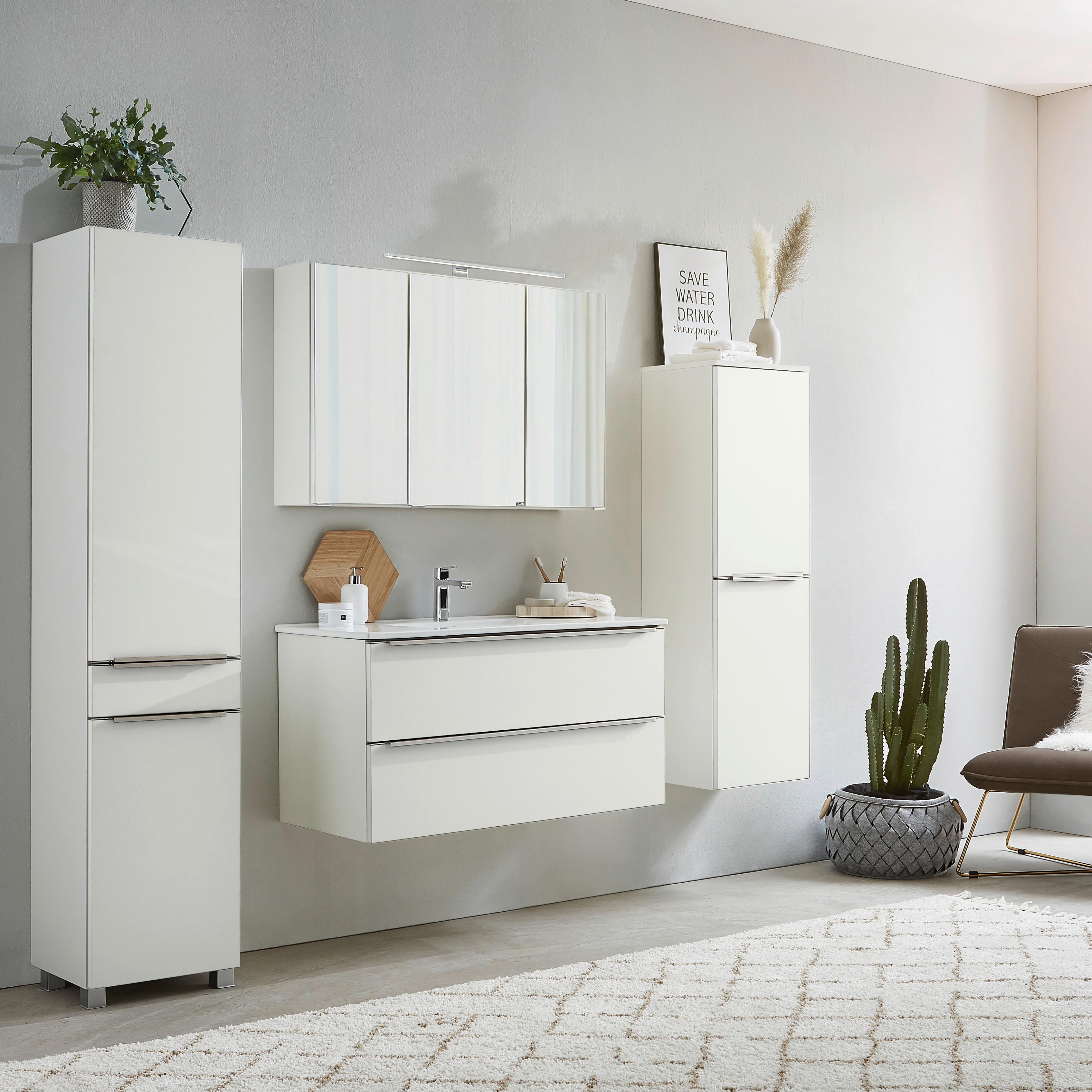 SZAFKA Z UMYWALKĄ GARDA - biały, Konventionell, kamień/materiał drewnopochodny (100cm) - Xora