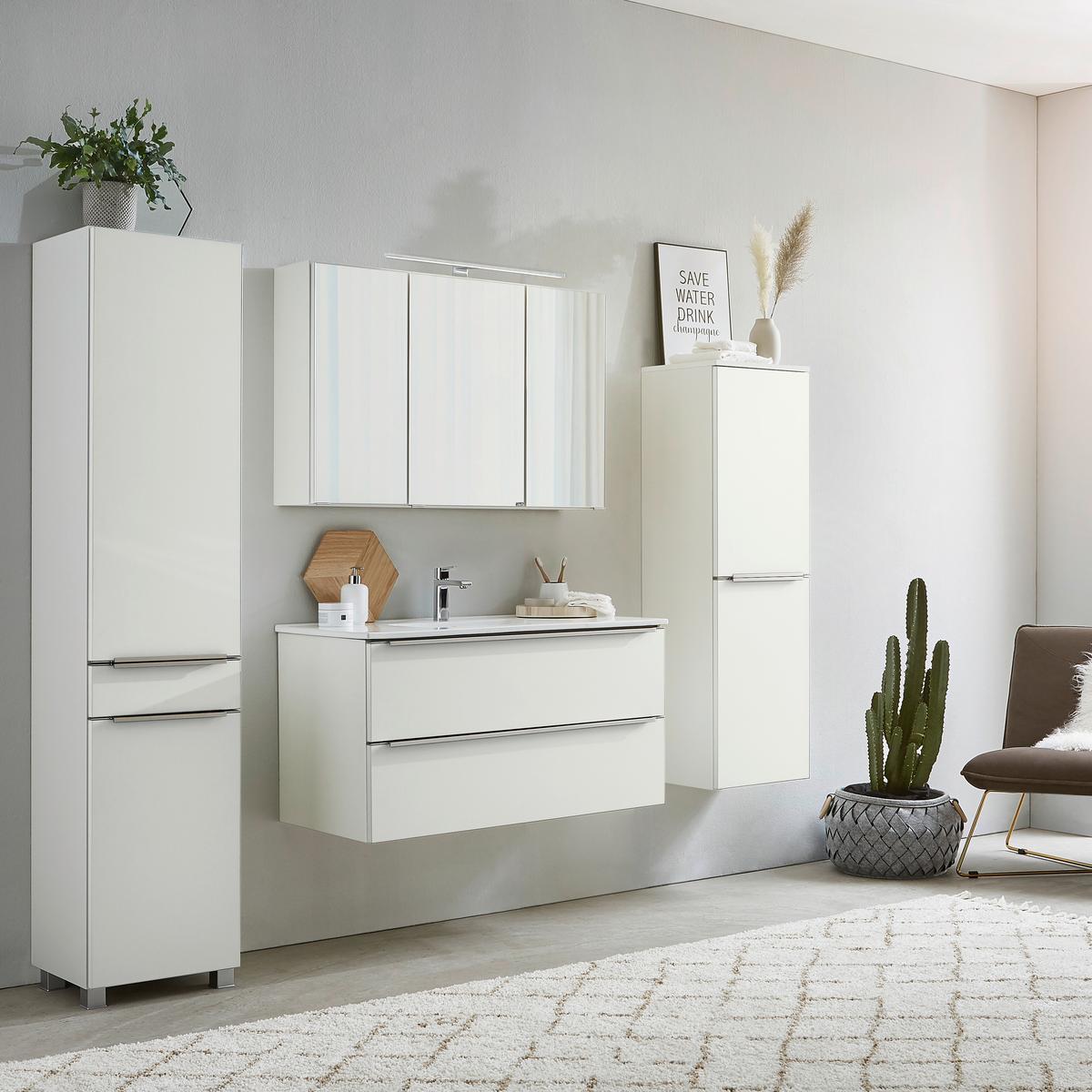 SZAFKA Z UMYWALKĄ GARDA - biały, Konventionell, kamień/materiał drewnopochodny (100cm) - Xora