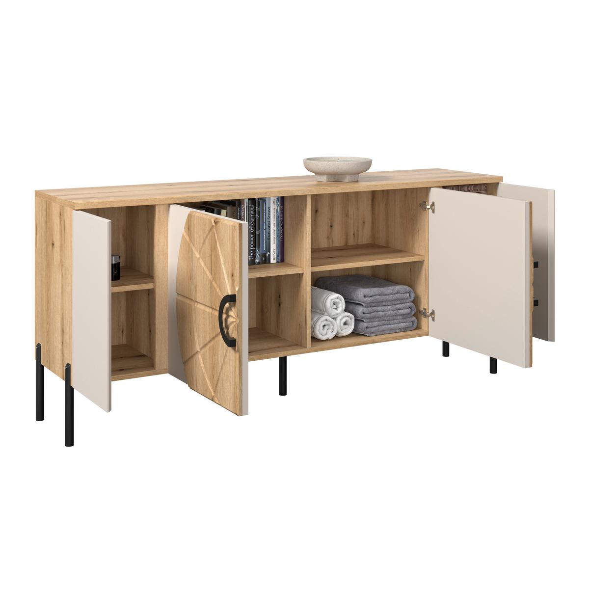 Tv Komoda Hong Kong - kašmir/boja hrasta, Trendi, metal/pločasti materijal (160/71,9/37,5cm) - Modern Living