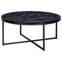 Couchtisch Marmoroptik ca. 80x36 cm Gestell Schwarz - Schwarz, KONVENTIONELL, Holzwerkstoff/Metall (80/80/36cm) - MID.YOU