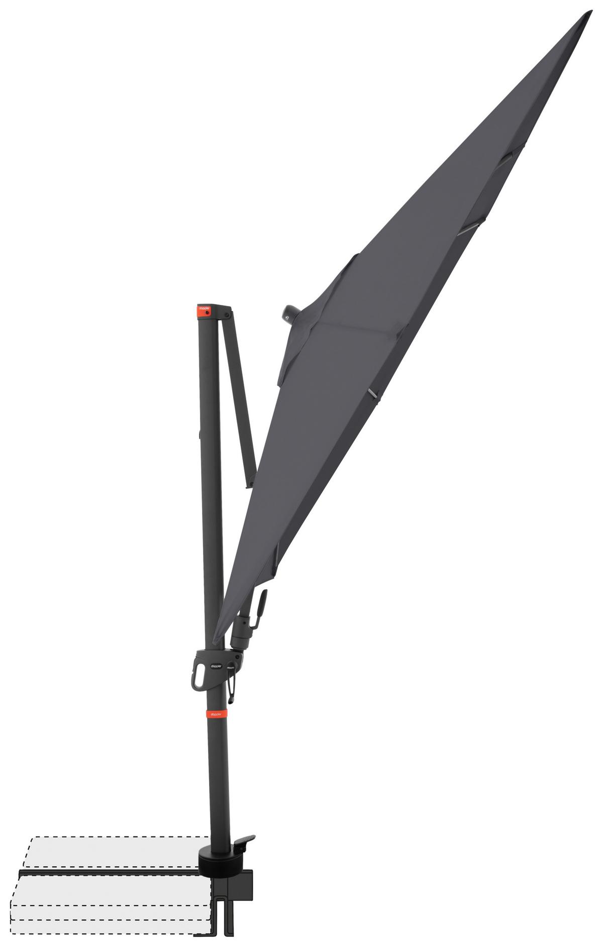 Ampelschirm Myzone Anthrazit ca. 210x210cm - Anthrazit, Basics, Textil/Metall (210/210cm) - Doppler