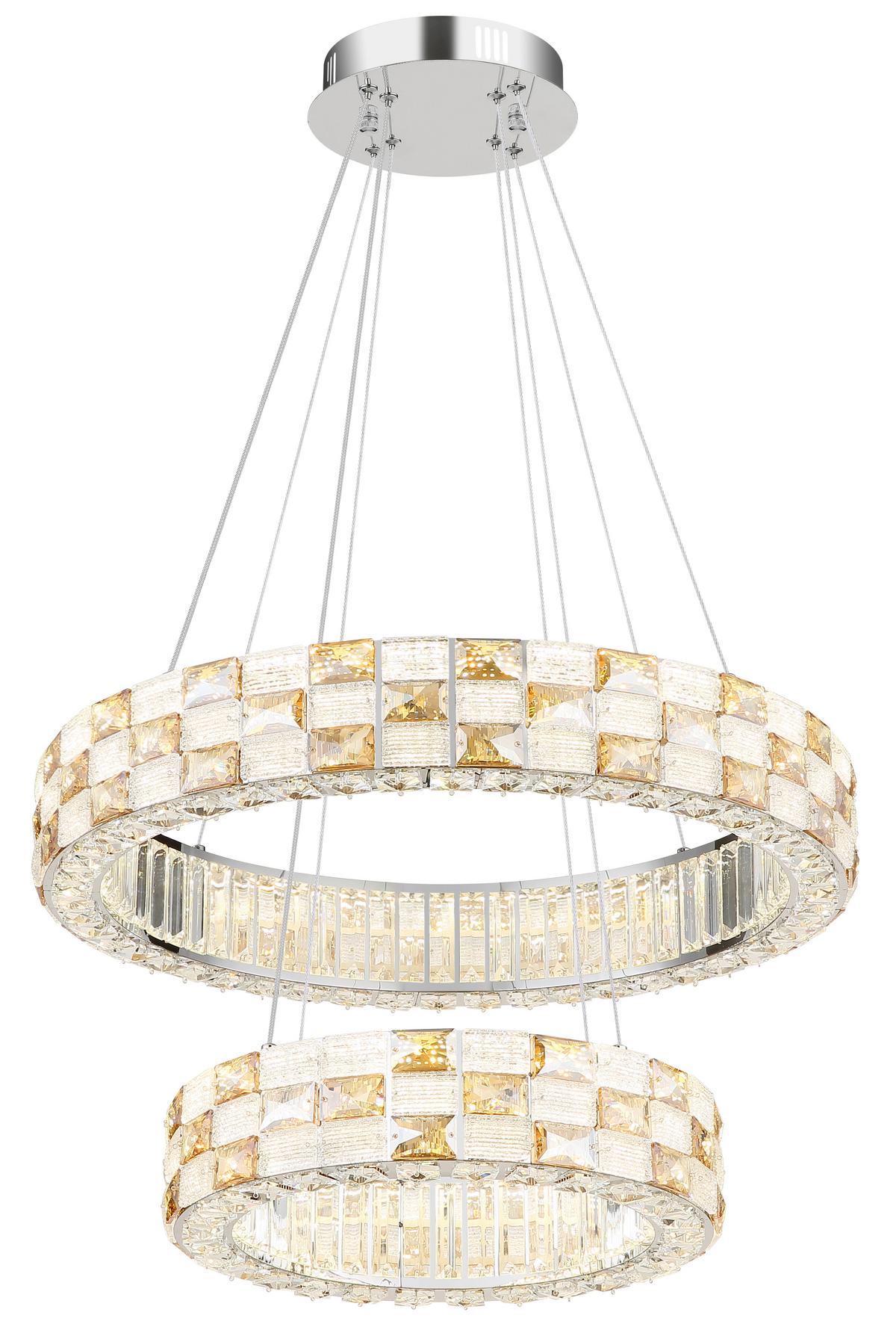 Led Viseća Svjetiljka Lidia - prozirno/boje kroma, Design, staklo/metal (61/120cm) - Globo