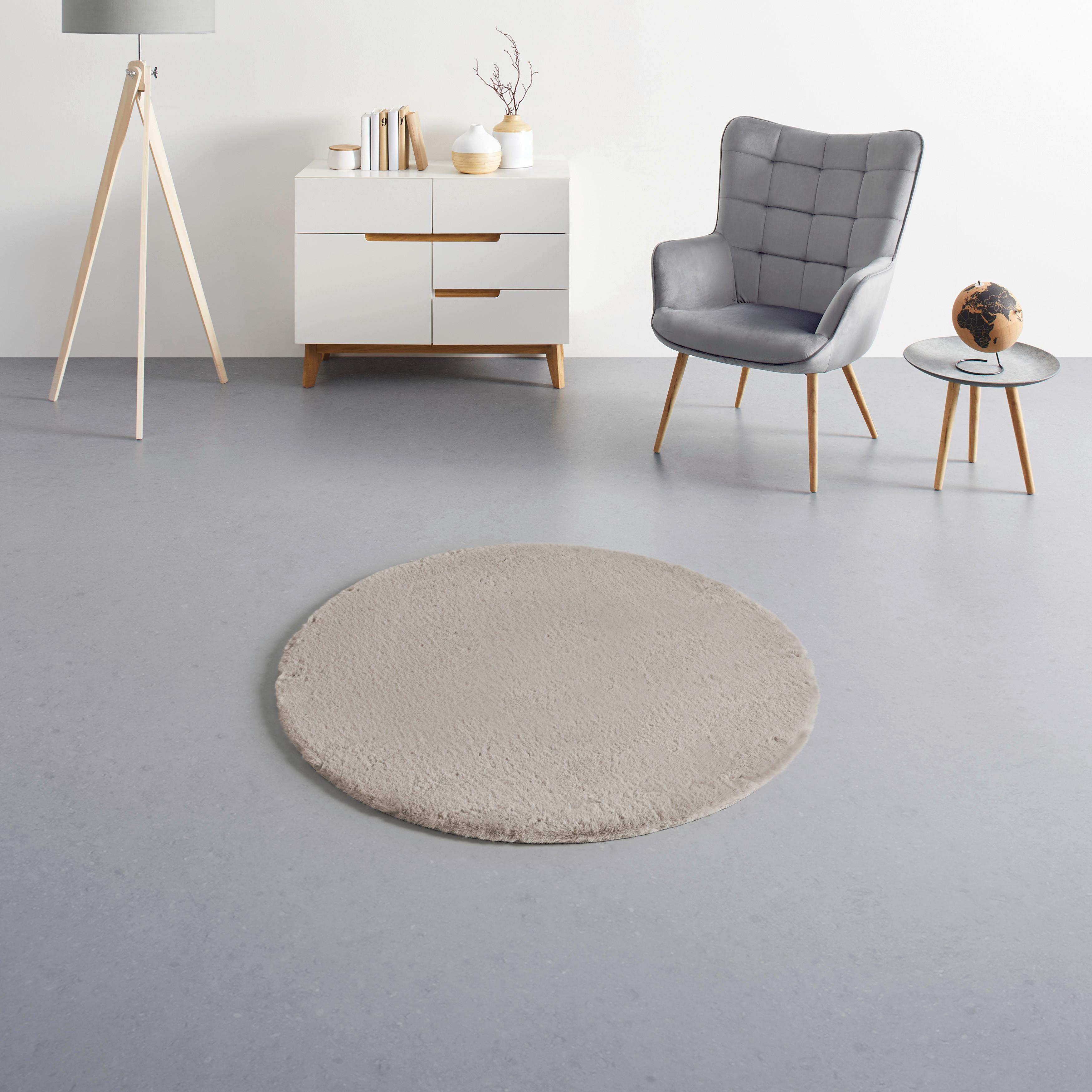 Kunstfell Caroline 5 Sandfarben Ø ca. 120cm - Sandfarben/Hellbraun, Modern, Textil (120cm) - Mömax