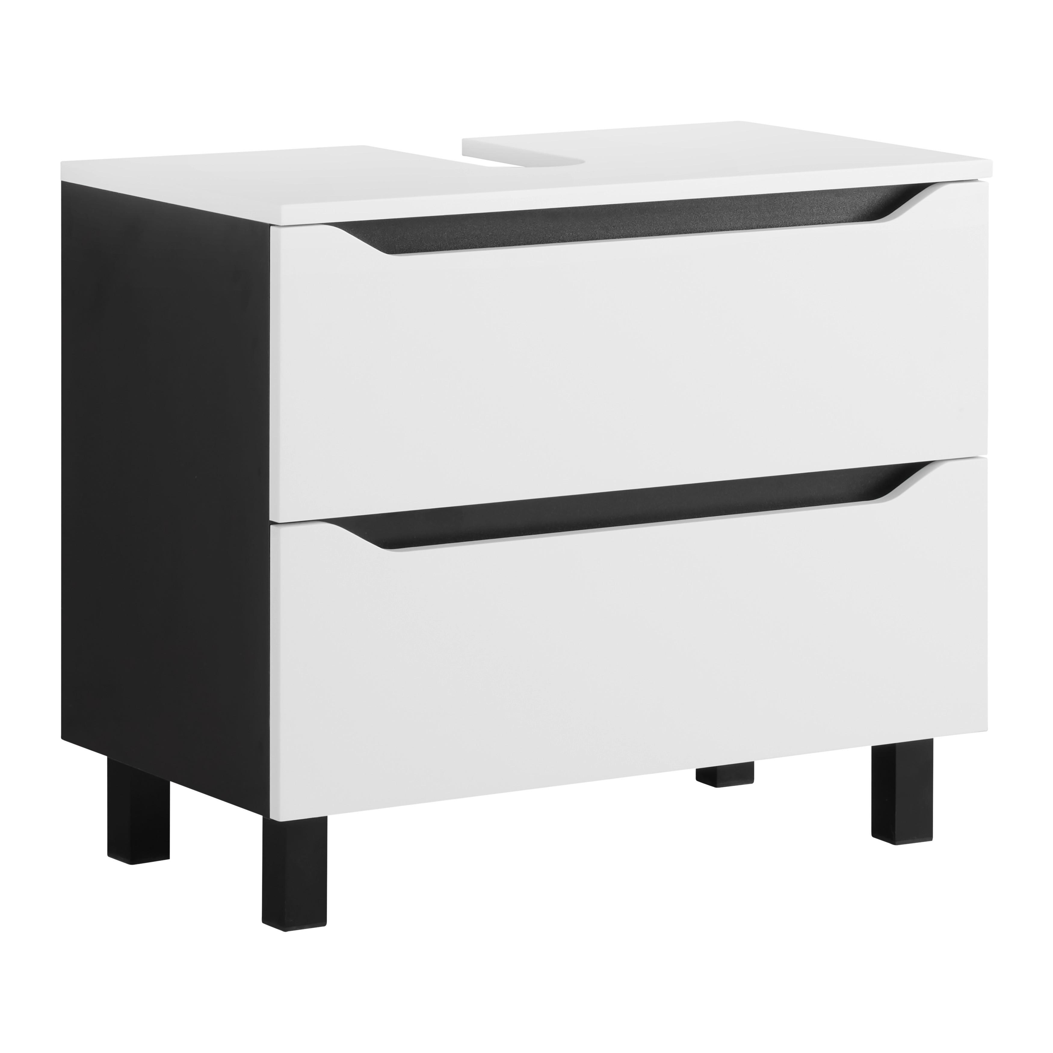 Waschbeckenunterschrank Wave II in Schwarz/Weiß - Schwarz/Weiß, MODERN, Holzwerkstoff (70/60/40cm) - Mömax