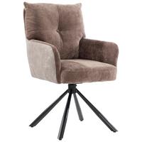 Armlehnstuhl Sophie Braun - Schwarz/Braun, MODERN, Textil/Metall (60/93/67cm) - Premium Living