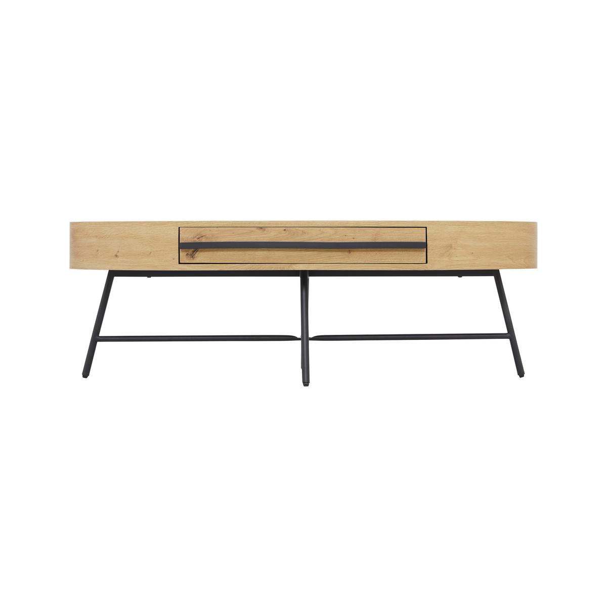 Klubska Miza Emilia, Barva Hrasta, 120x60 - črna/barve hrasta, Moderno, kovina (120/60/40cm) - Bessagi Home